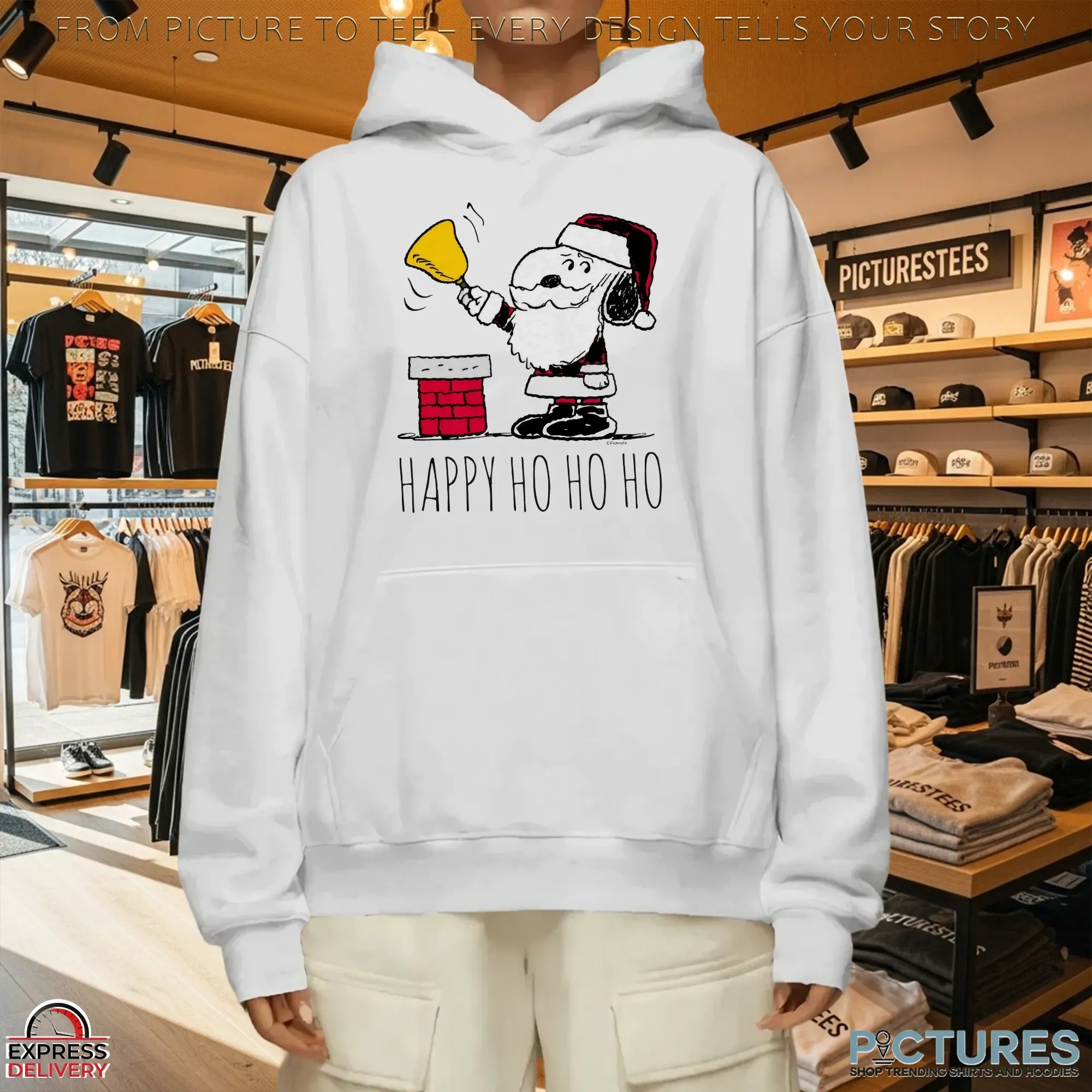 Snoopy Santa Bell Ringer Happy Ho Ho Ho Christmas T Shirt