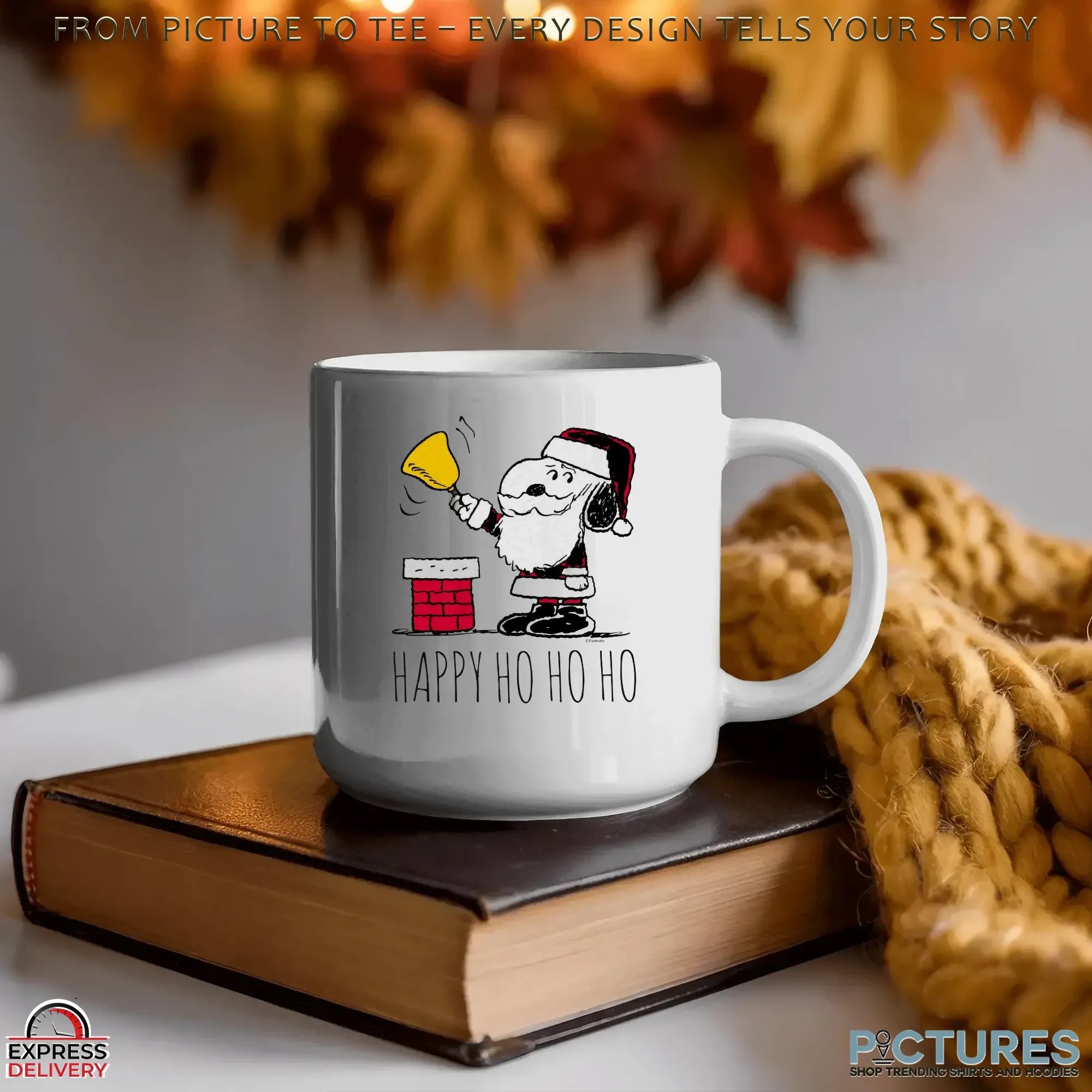 Snoopy Santa Bell Ringer Happy Ho Ho Ho Christmas T Shirt