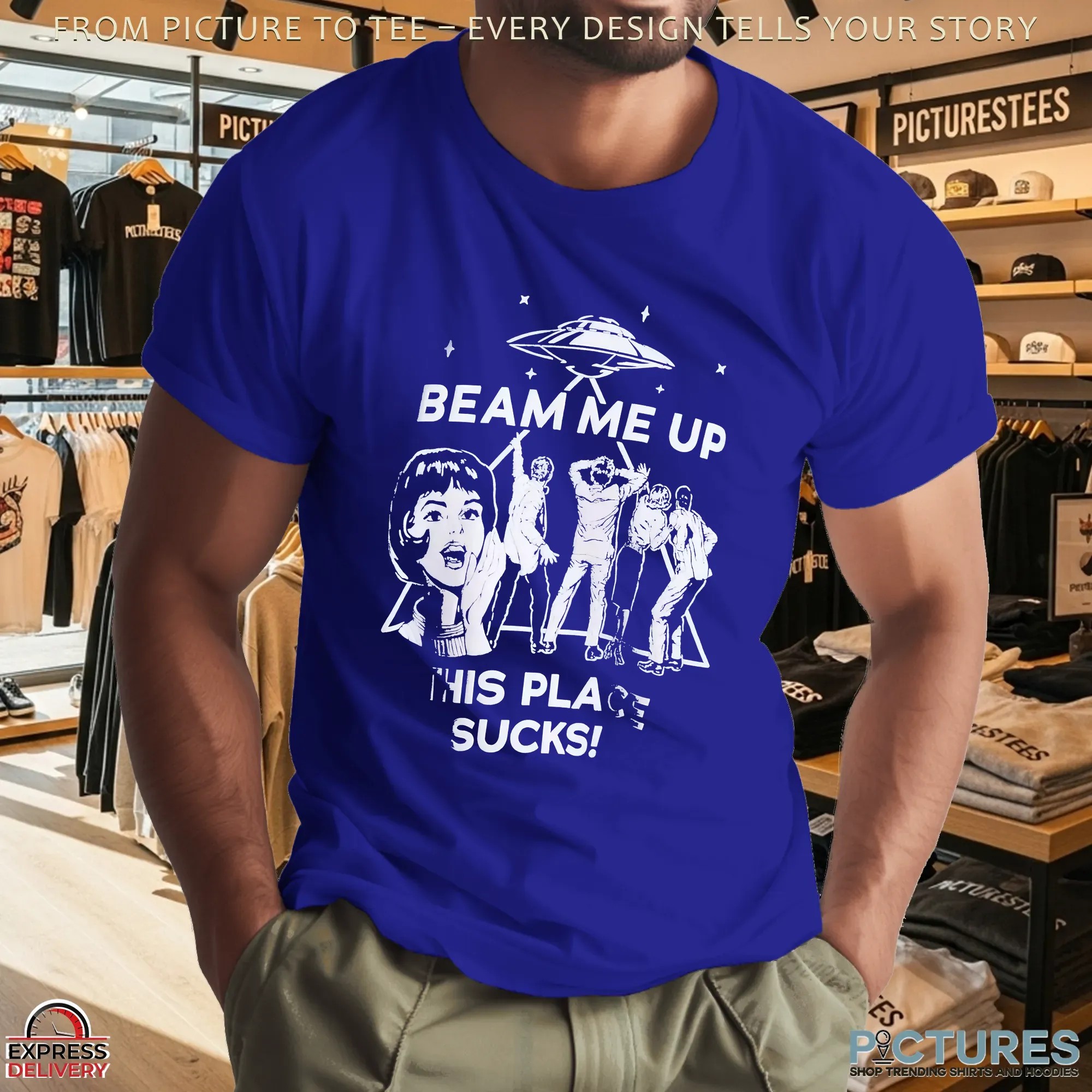 Stranger Things Beam Me Up This Place Sucks Graphic T Shirt