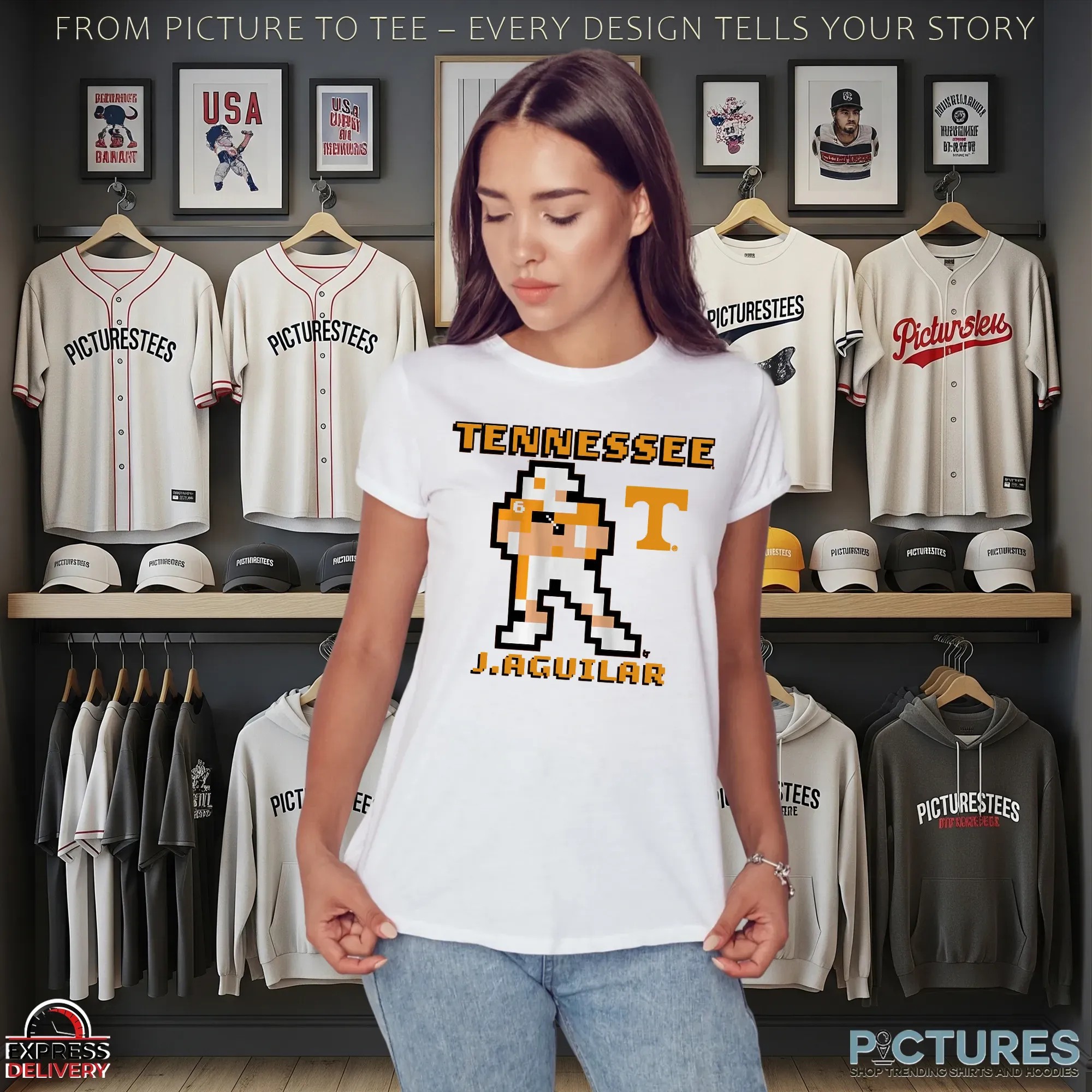 Tennessee Football Joey Aguilar Retro Baller Pixel T Shirt