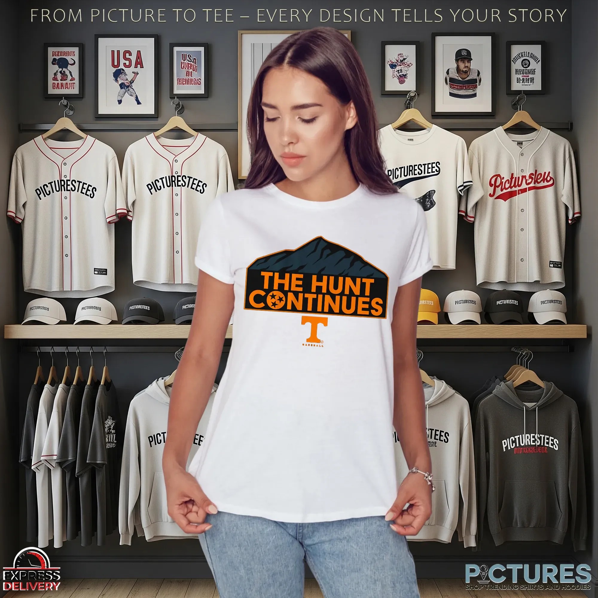 Tennessee Volunteers Baseball The Hunt Continues Mountain Logo T Shirt