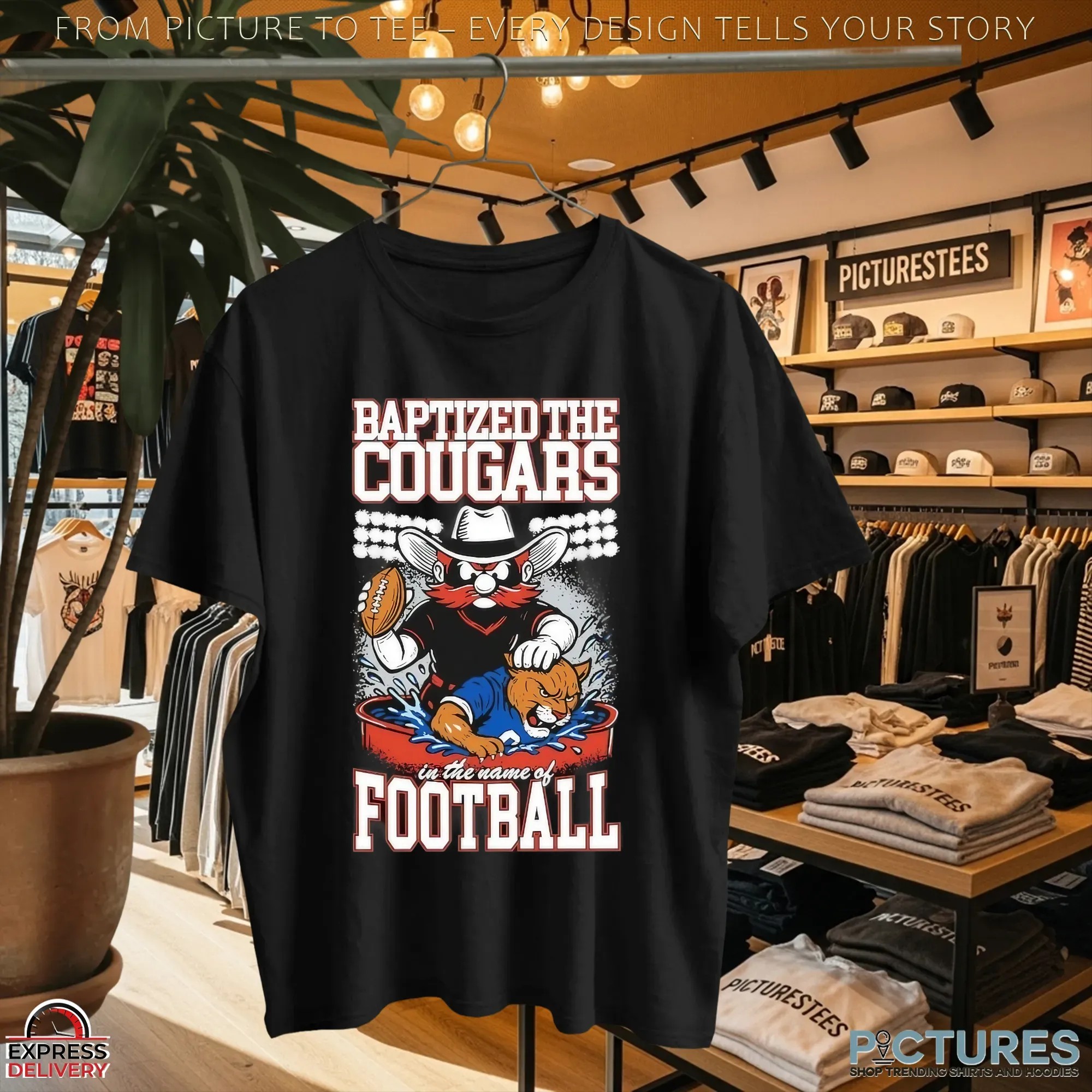 Texas Tech Red Raiders Vs Byu Cougars Baptized The Cougars In The Name Of Football T Shirt Texas Tech Red Raiders Vs Byu Cougars Baptized The Cougars In The Name Of Football T Shirt