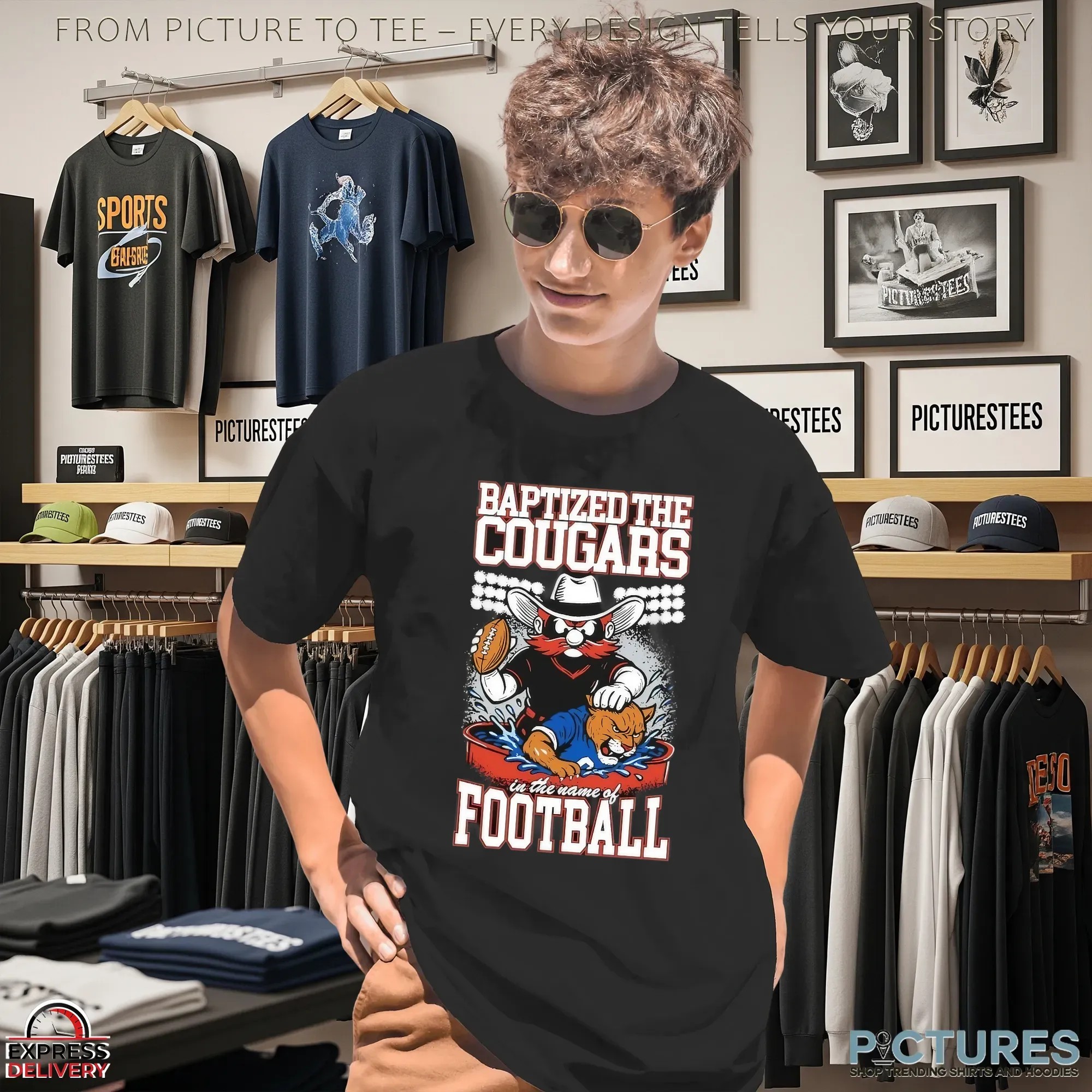 Texas Tech Red Raiders Vs Byu Cougars Baptized The Cougars In The Name Of Football T Shirt Texas Tech Red Raiders Vs Byu Cougars Baptized The Cougars In The Name Of Football T Shirt