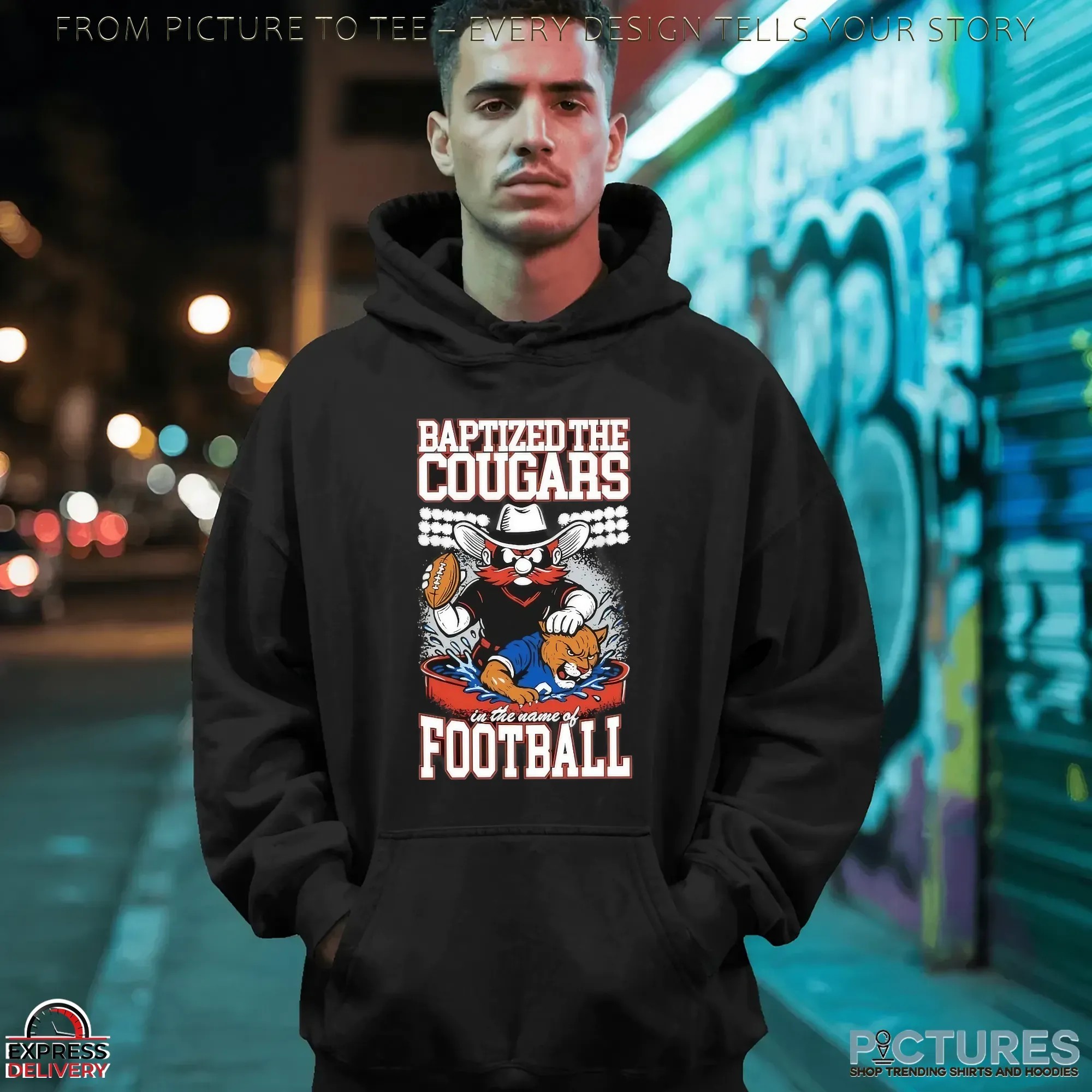 Texas Tech Red Raiders Vs Byu Cougars Baptized The Cougars In The Name Of Football T Shirt Texas Tech Red Raiders Vs Byu Cougars Baptized The Cougars In The Name Of Football T Shirt