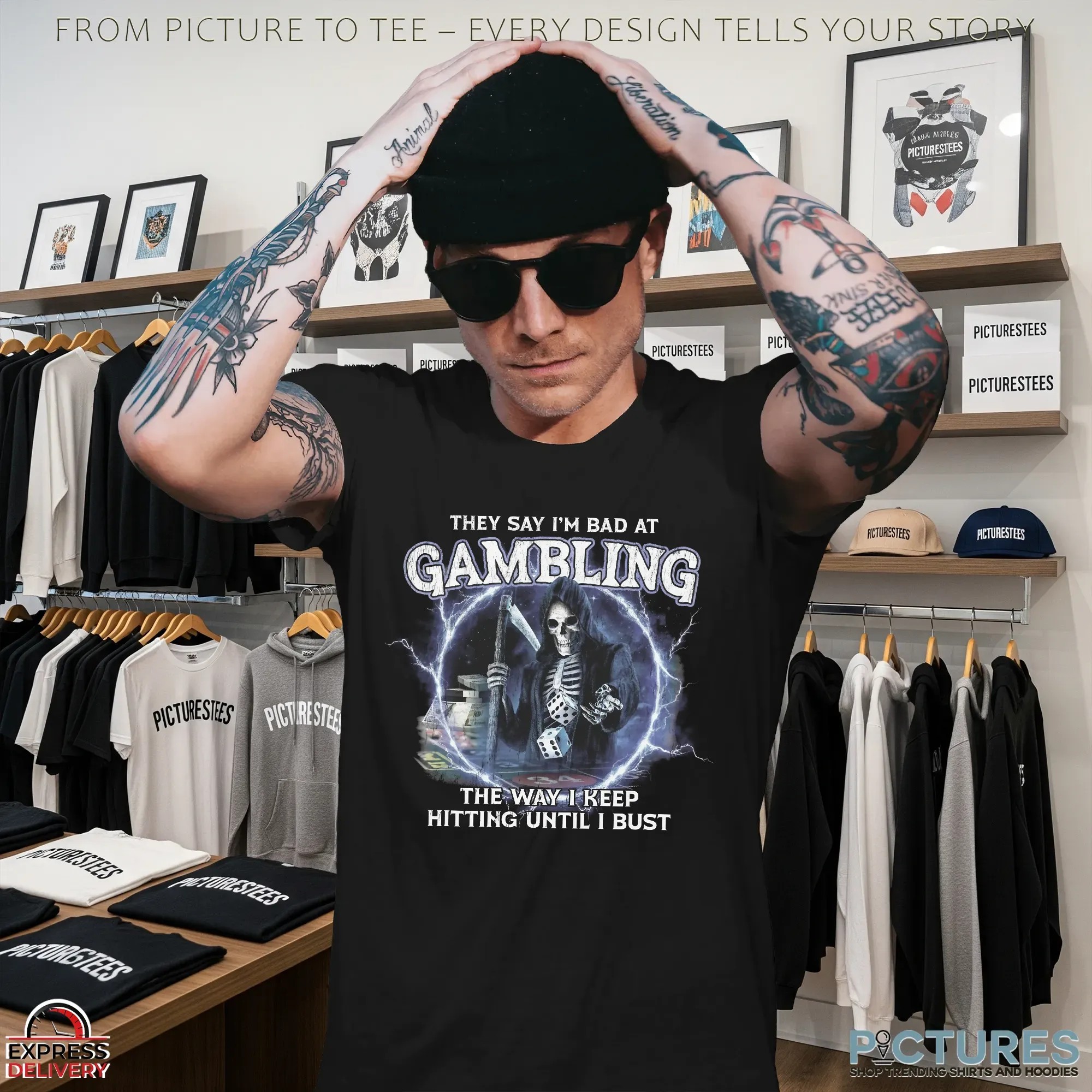 They Say I'm Bad at Gambling The Way I Keep Hitting Until I Bust Grim Reaper T Shirt