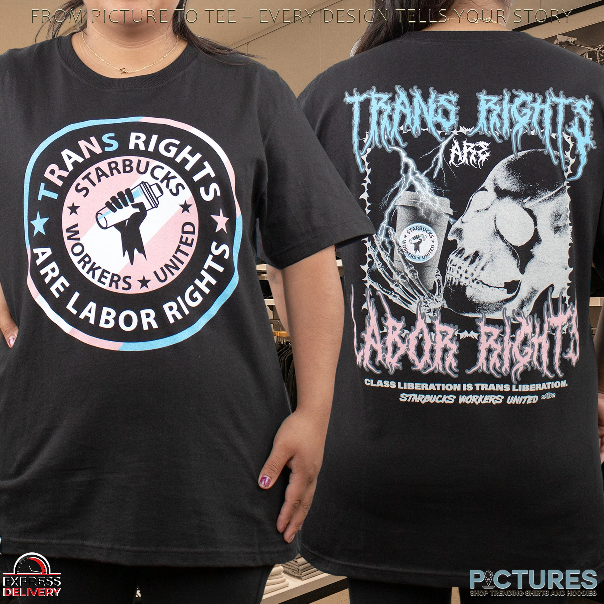 Trans Rights Labor Rights Metal Starbucks Workers United T Shirt