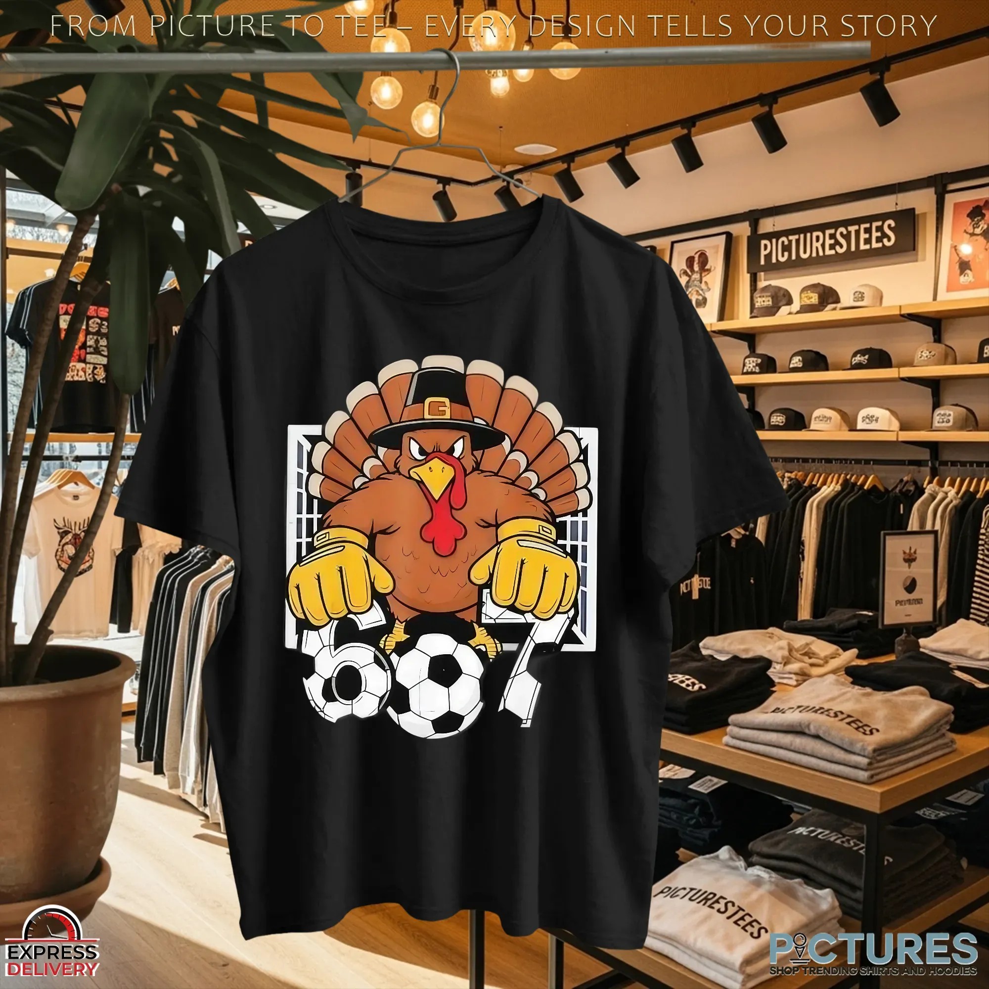 Turkey Goalie Soccer 6 7 Six Seven Boys Thanksgiving T Shirt