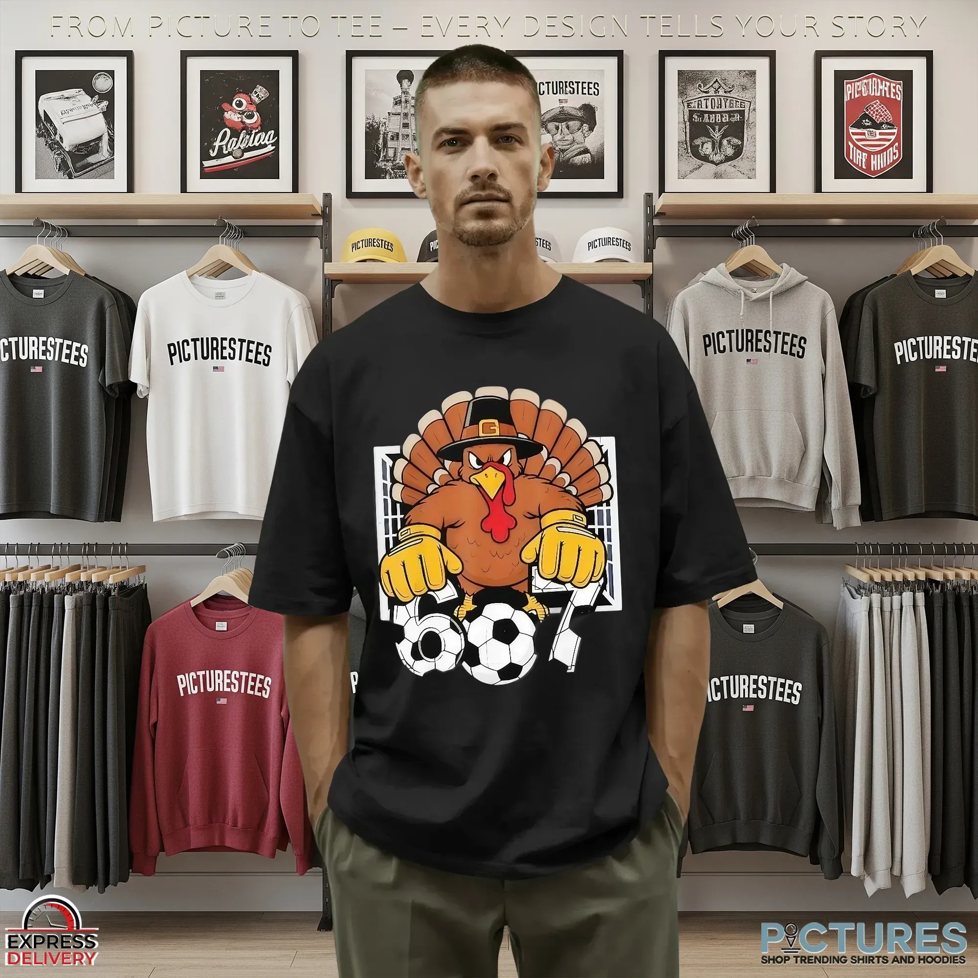 Turkey Goalie Soccer 6 7 Six Seven Boys Thanksgiving T Shirt