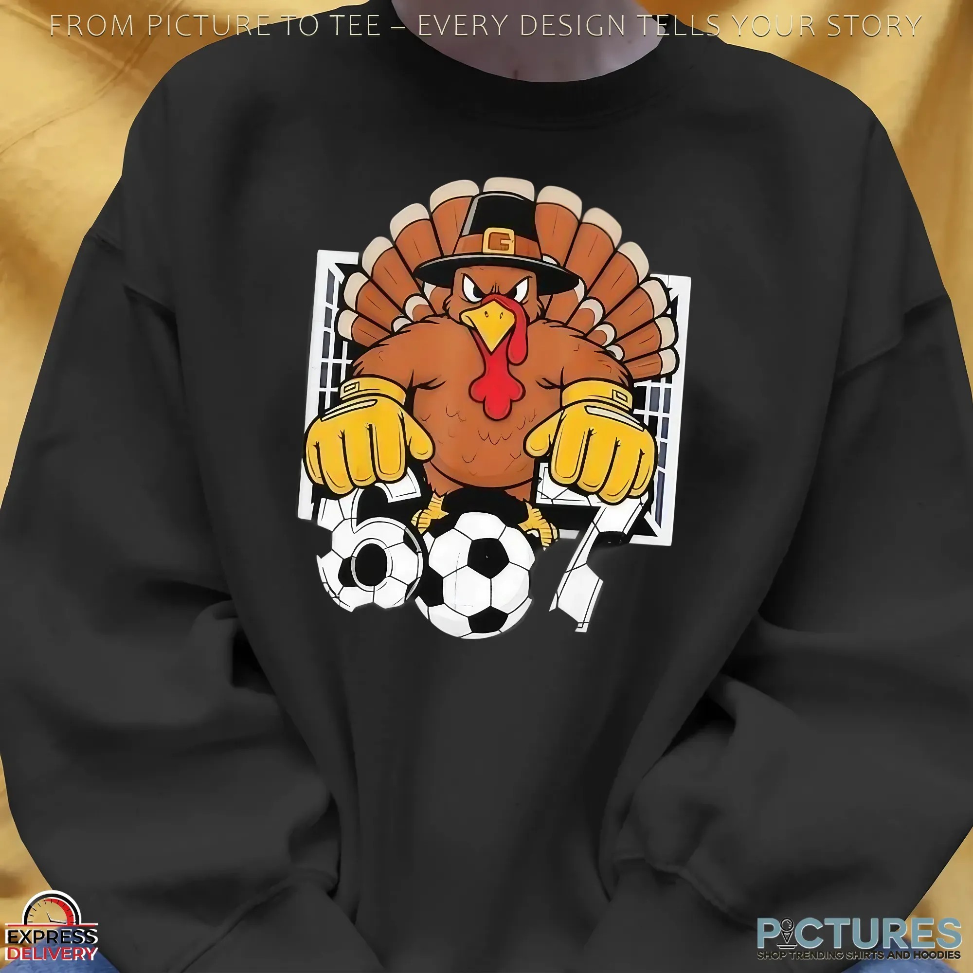 Turkey Goalie Soccer 6 7 Six Seven Boys Thanksgiving T Shirt