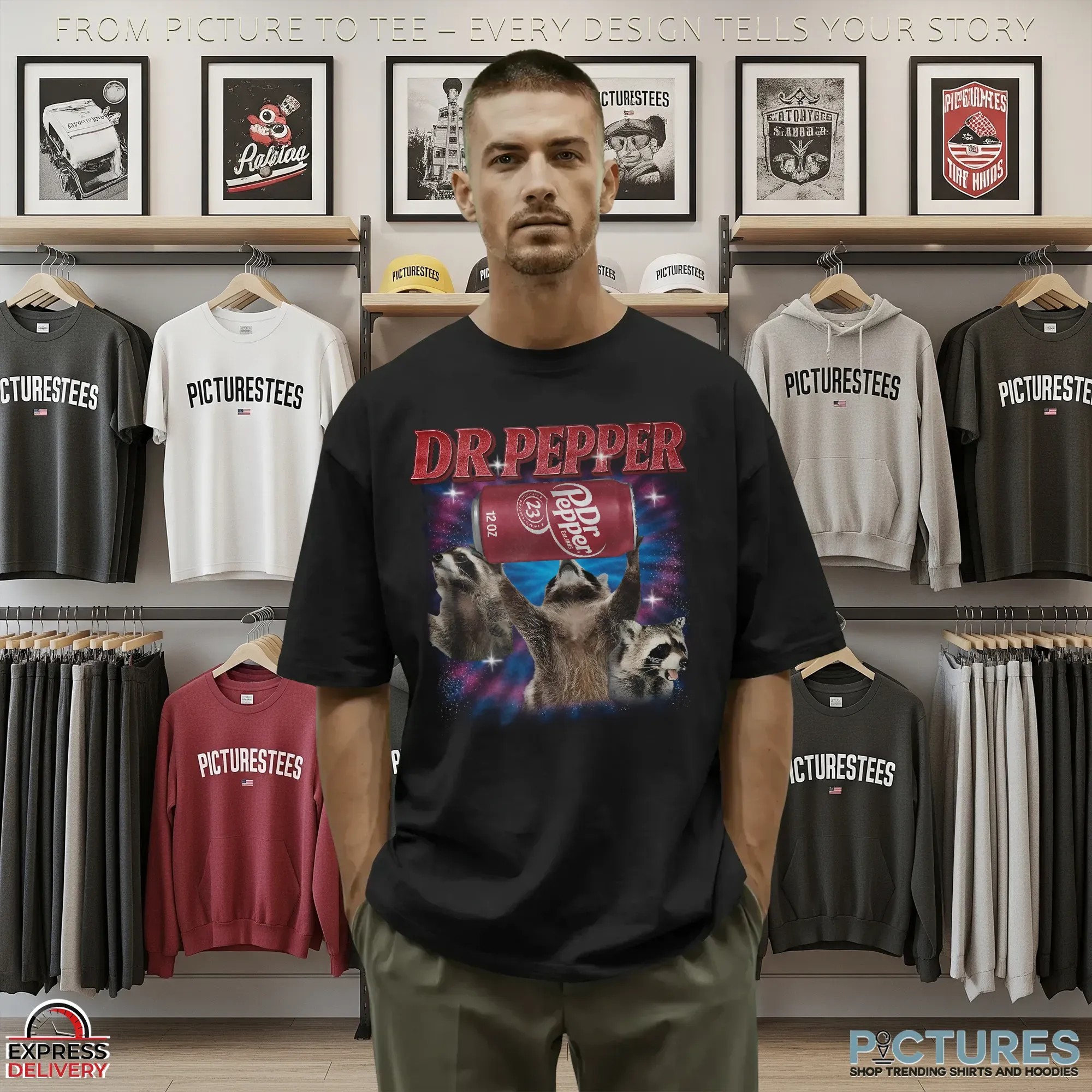 Vintage Three Raccoons Dr Pepper Vintage Bootleg T Shirt