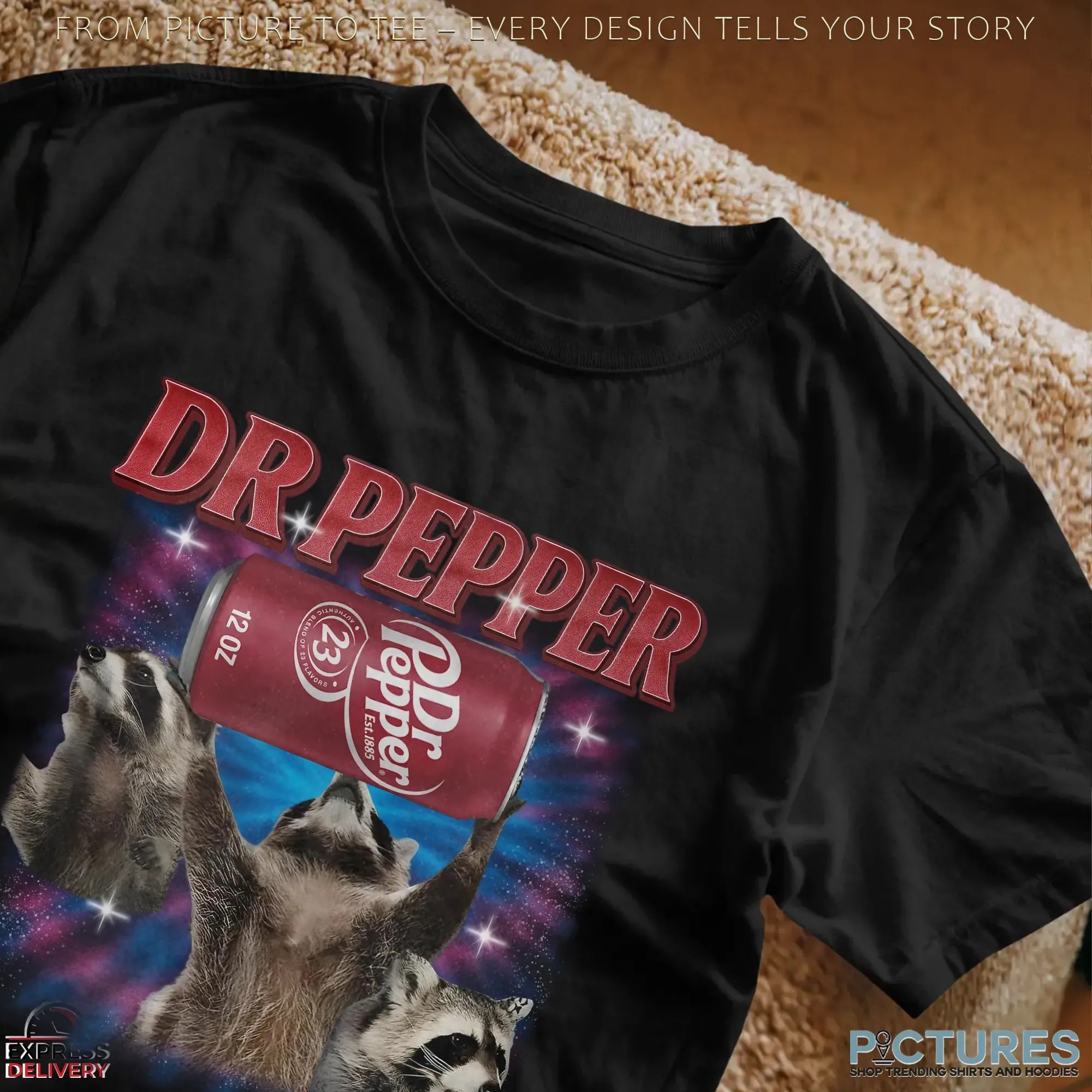 Vintage Three Raccoons Dr Pepper Vintage Bootleg T Shirt