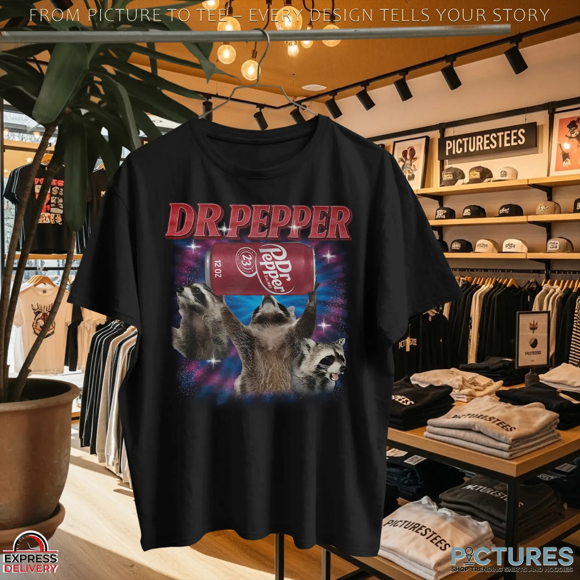Vintage Three Raccoons Dr Pepper Vintage Bootleg T Shirt