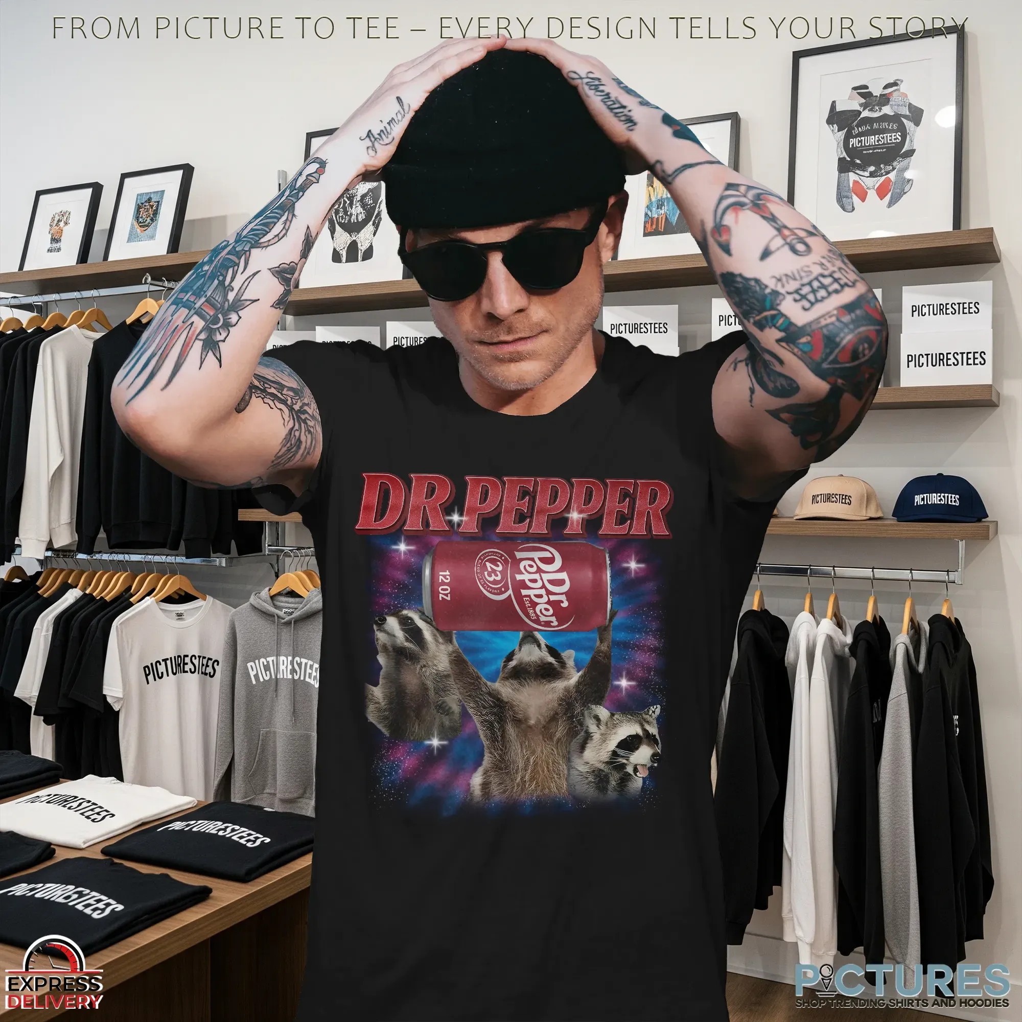 Vintage Three Raccoons Dr Pepper Vintage Bootleg T Shirt