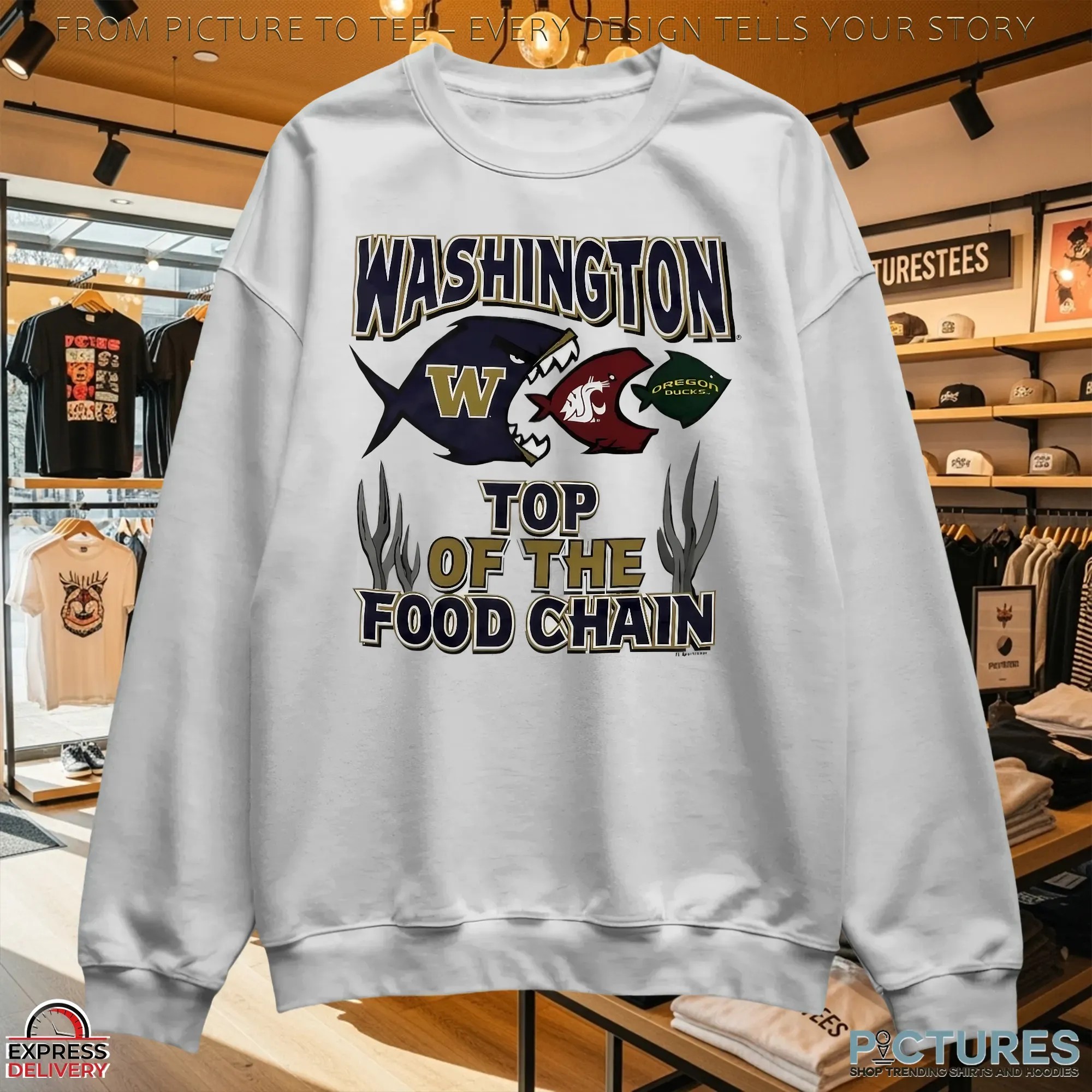 Washington top of the food chain Huskies State Cougars Oregon Ducks T Shirt