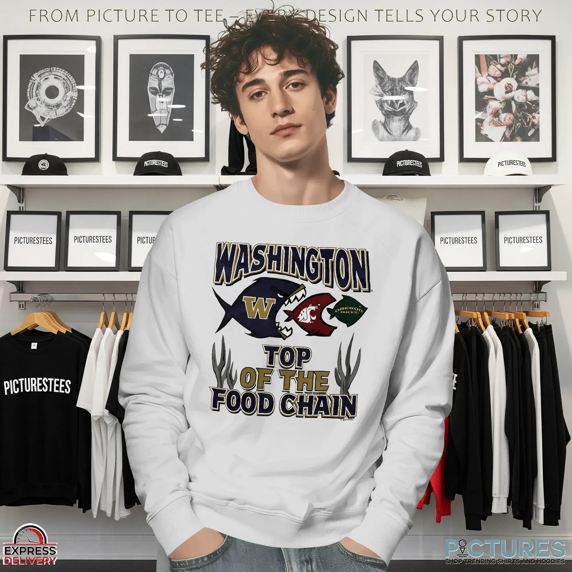 Washington top of the food chain Huskies State Cougars Oregon Ducks T Shirt
