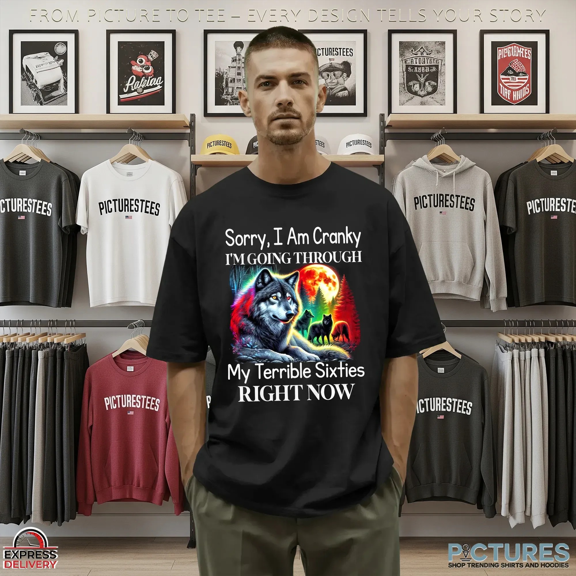 Wolf Sorry I Am Cranky I'm Going Through My Terrible Sixties Right Now T Shirt