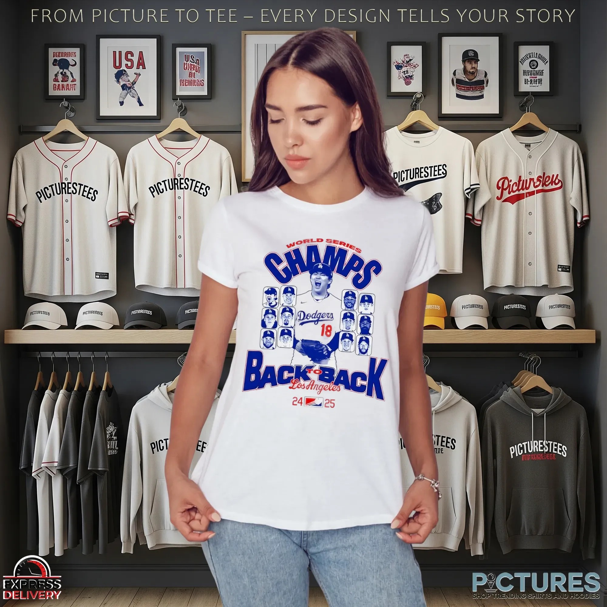 World Series Champs 2024 2025 Los Angeles Dodgers Back To Back Players Graphic T Shirt