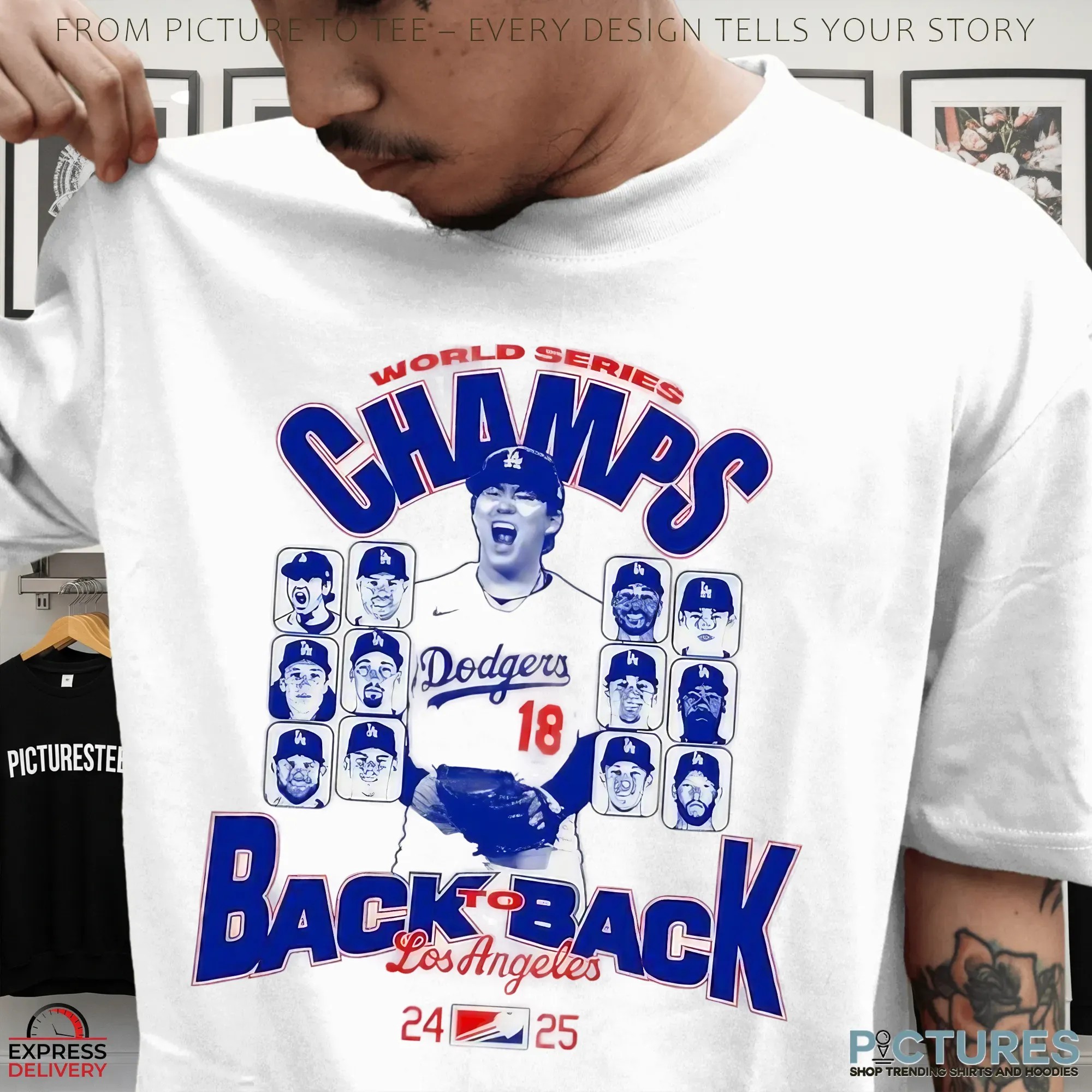 World Series Champs 2024 2025 Los Angeles Dodgers Back To Back Players Graphic T Shirt