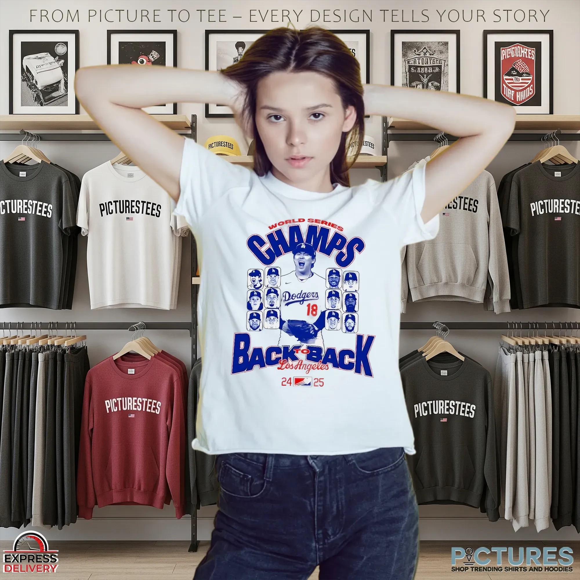 World Series Champs 2024 2025 Los Angeles Dodgers Back To Back Players Graphic T Shirt