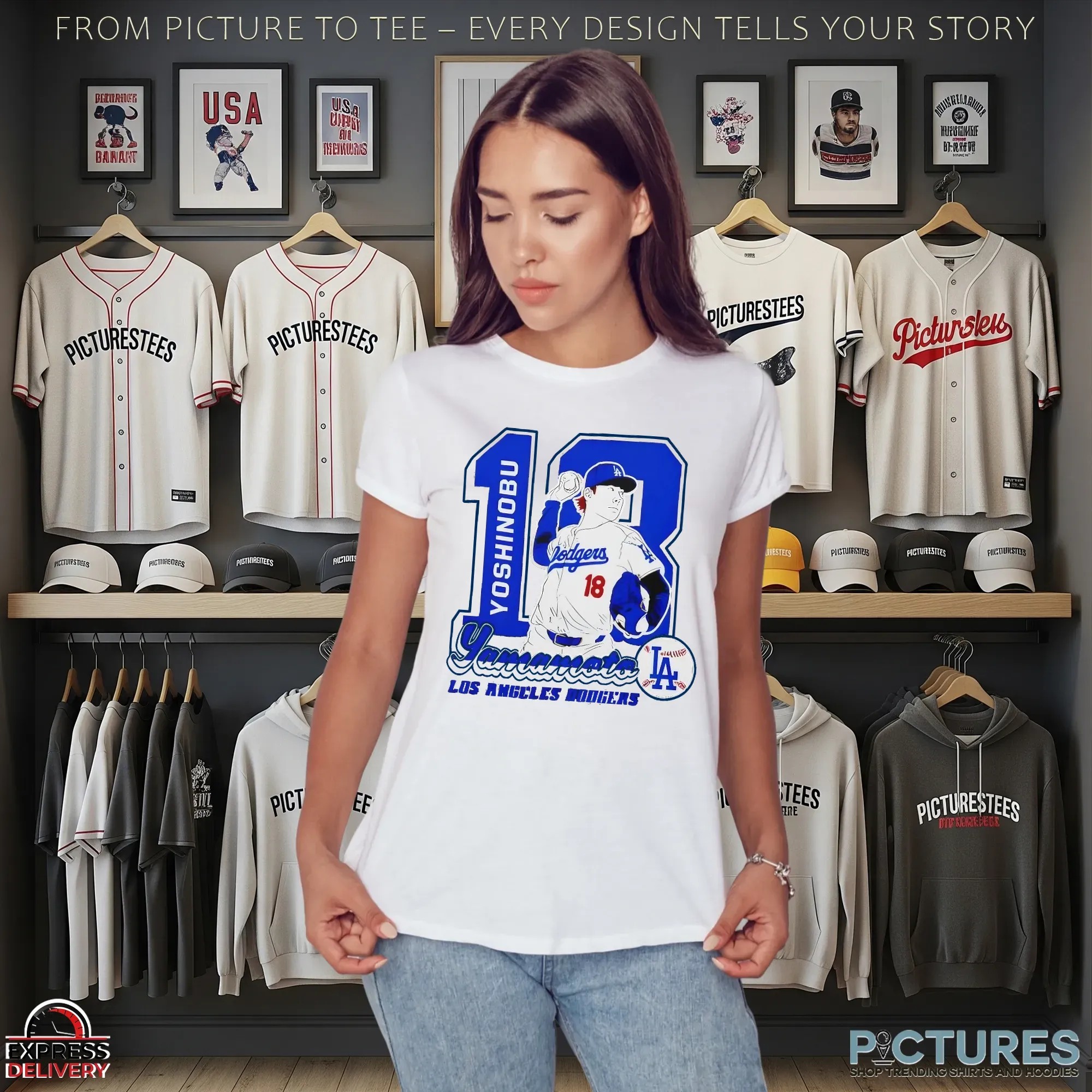 Yoshinobu Yamamoto 18 Los Angeles Dodgers Japanese MLB Pitcher Baseball Graphic T Shirt