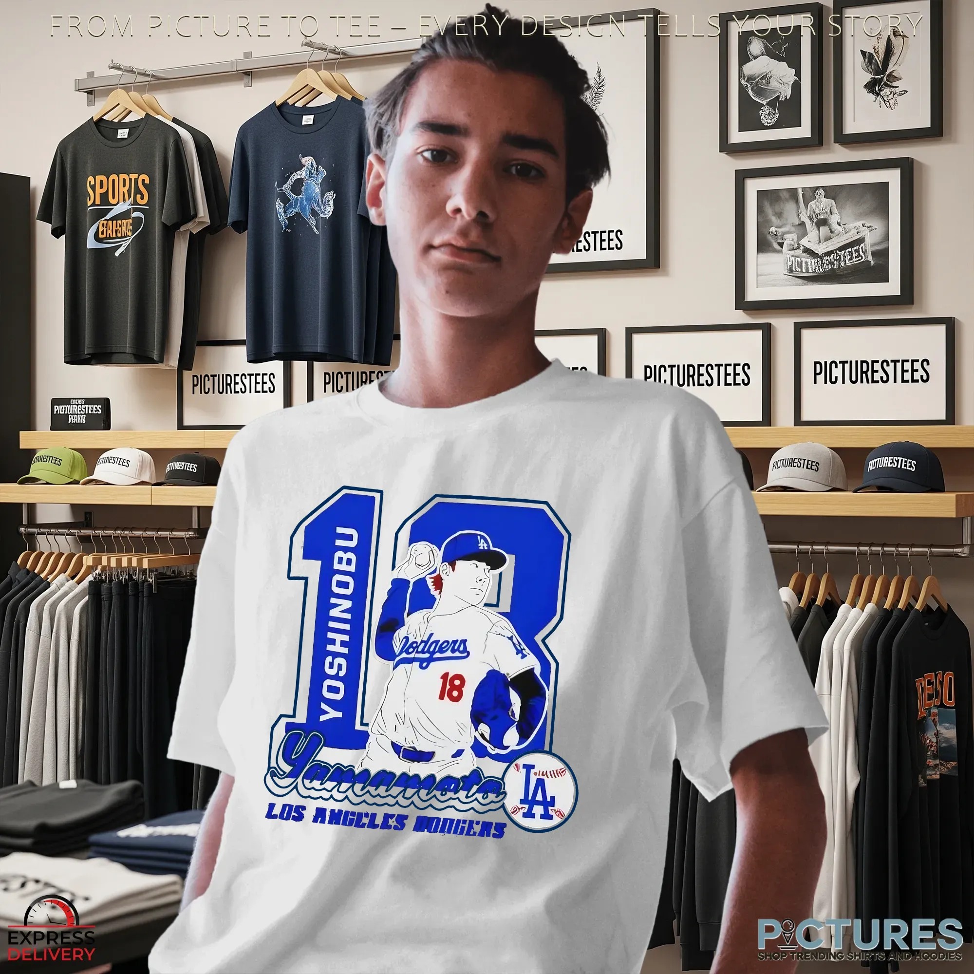 Yoshinobu Yamamoto 18 Los Angeles Dodgers Japanese MLB Pitcher Baseball Graphic T Shirt
