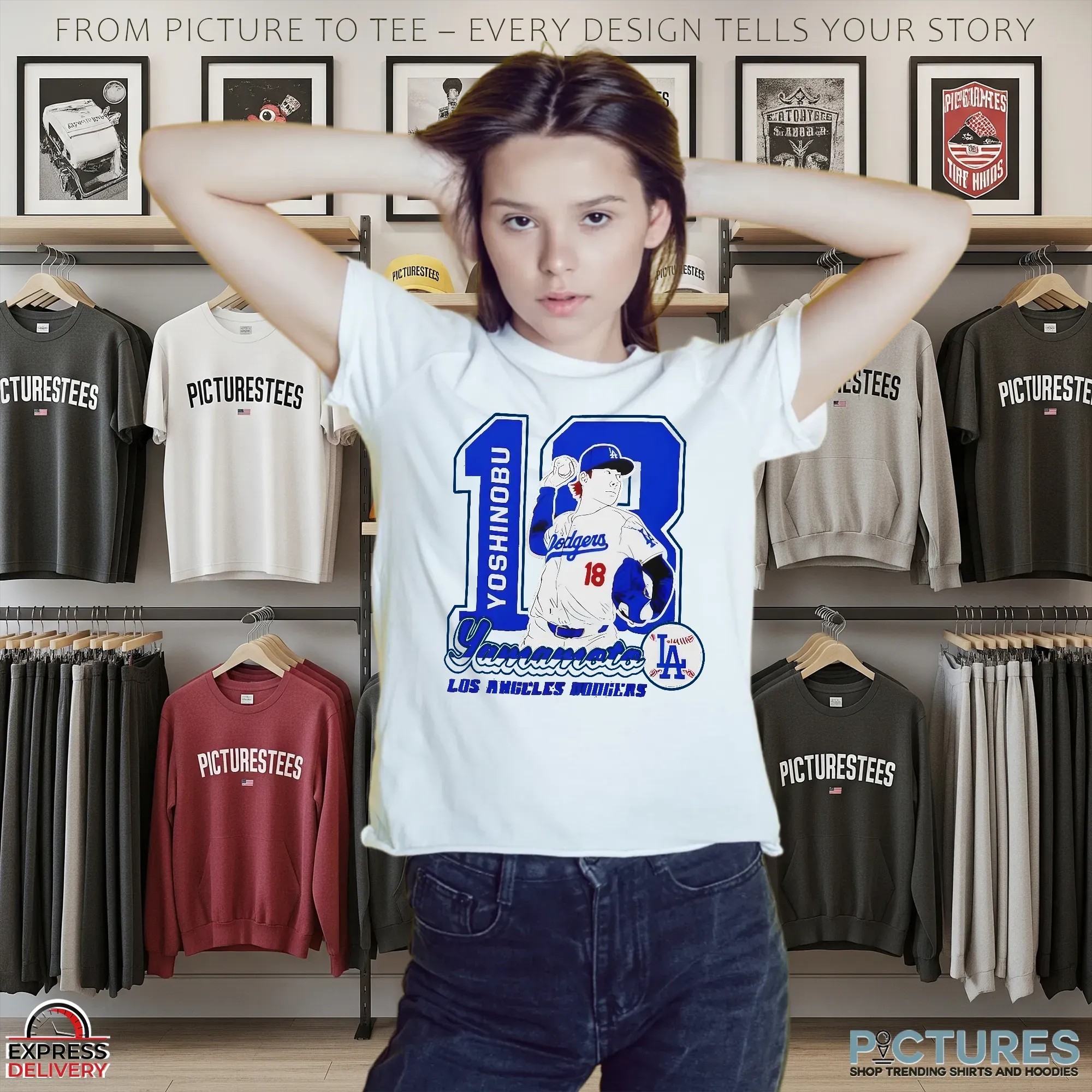 Yoshinobu Yamamoto 18 Los Angeles Dodgers Japanese MLB Pitcher Baseball Graphic T Shirt