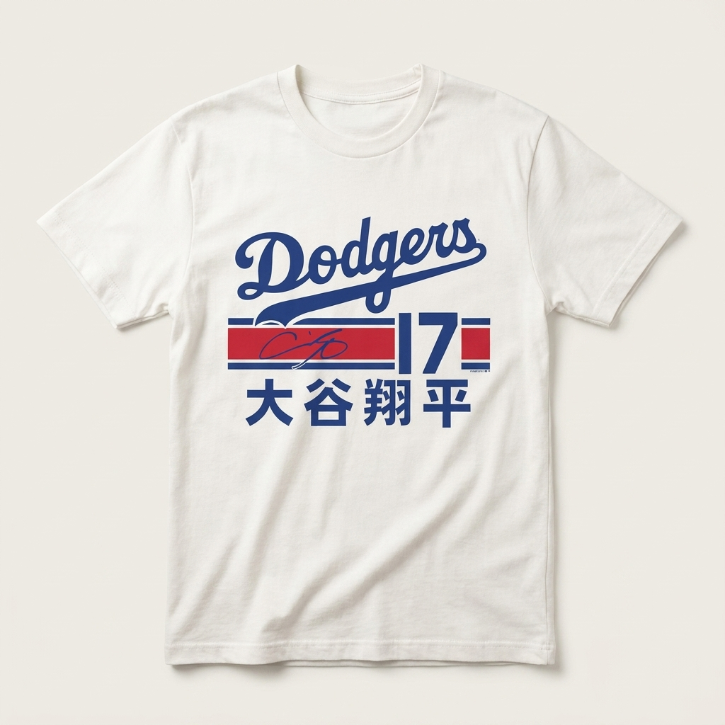 Shohei Ohtani LA Dodgers 17 Japanese Signature T-Shirt