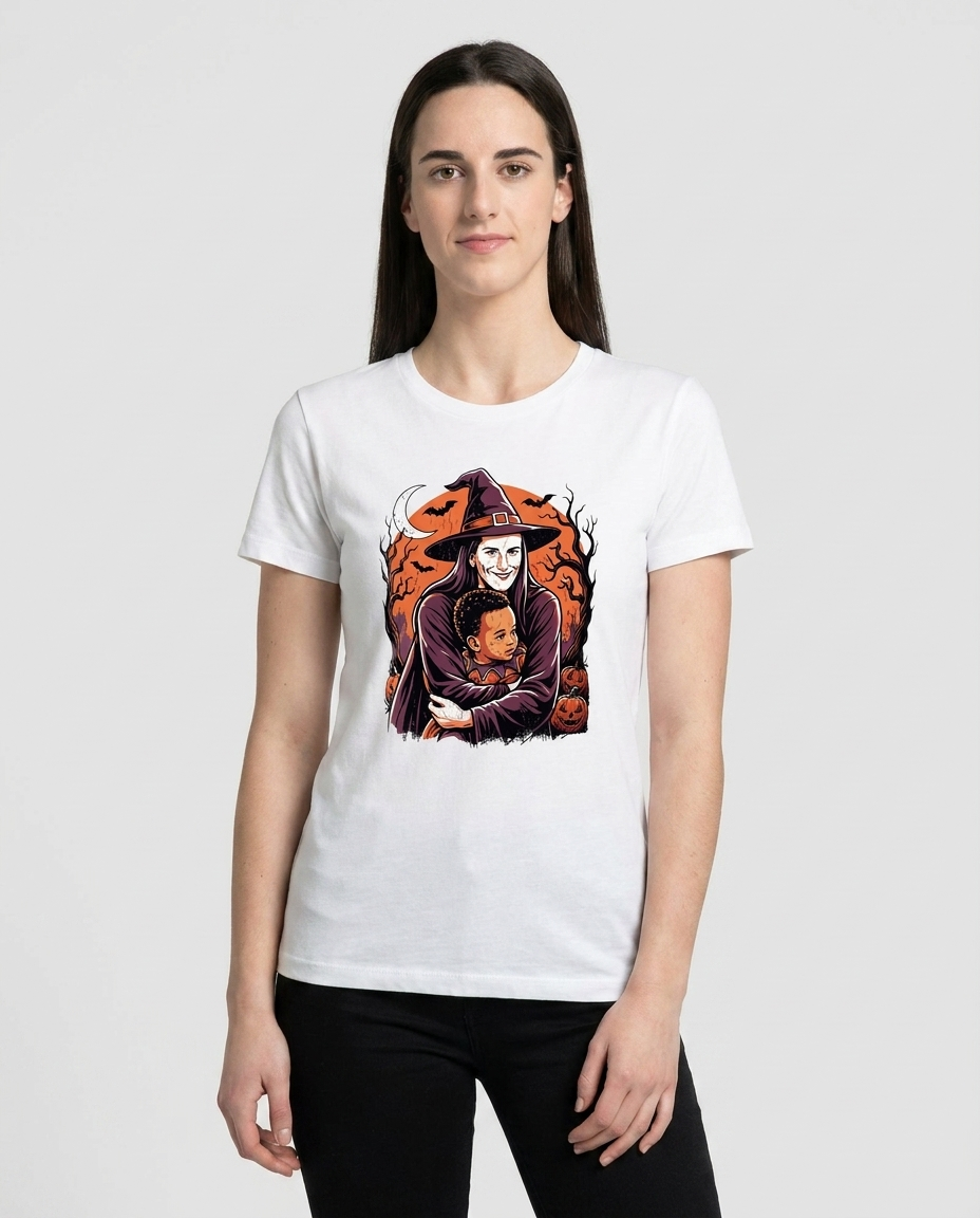 Caitlin Clark Halloween Witch Graphic Tee - Cute Spooky Shirt