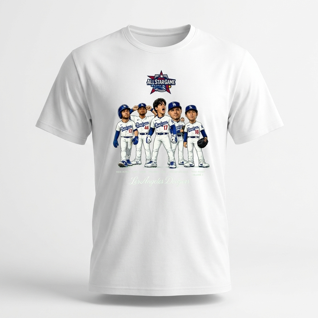 Shohei Ohtani & LA Dodgers All-Star Caricature T-Shirt