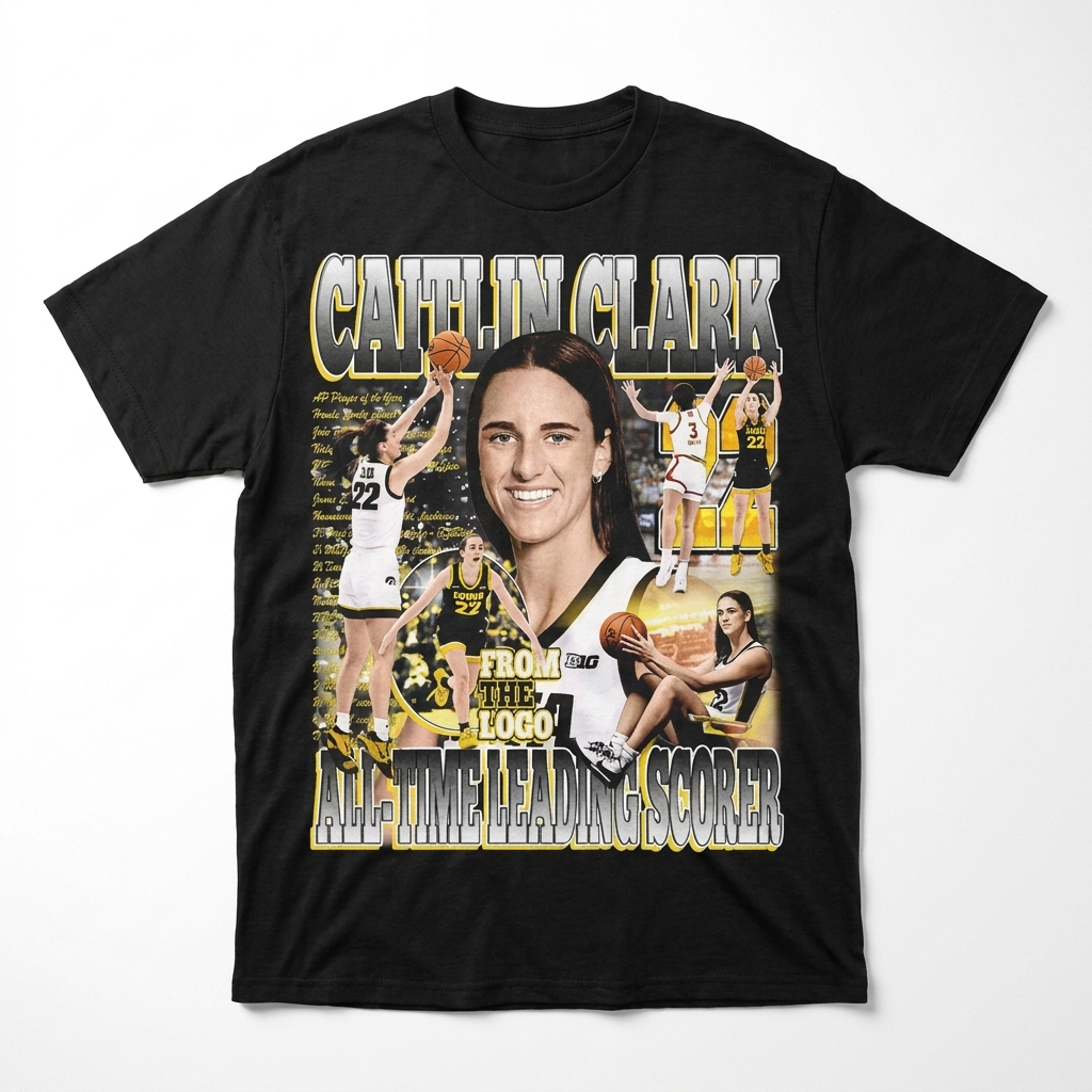 Caitlin Clark Vintage Graphic Tee - Iowa All-Time Scorer Shirt