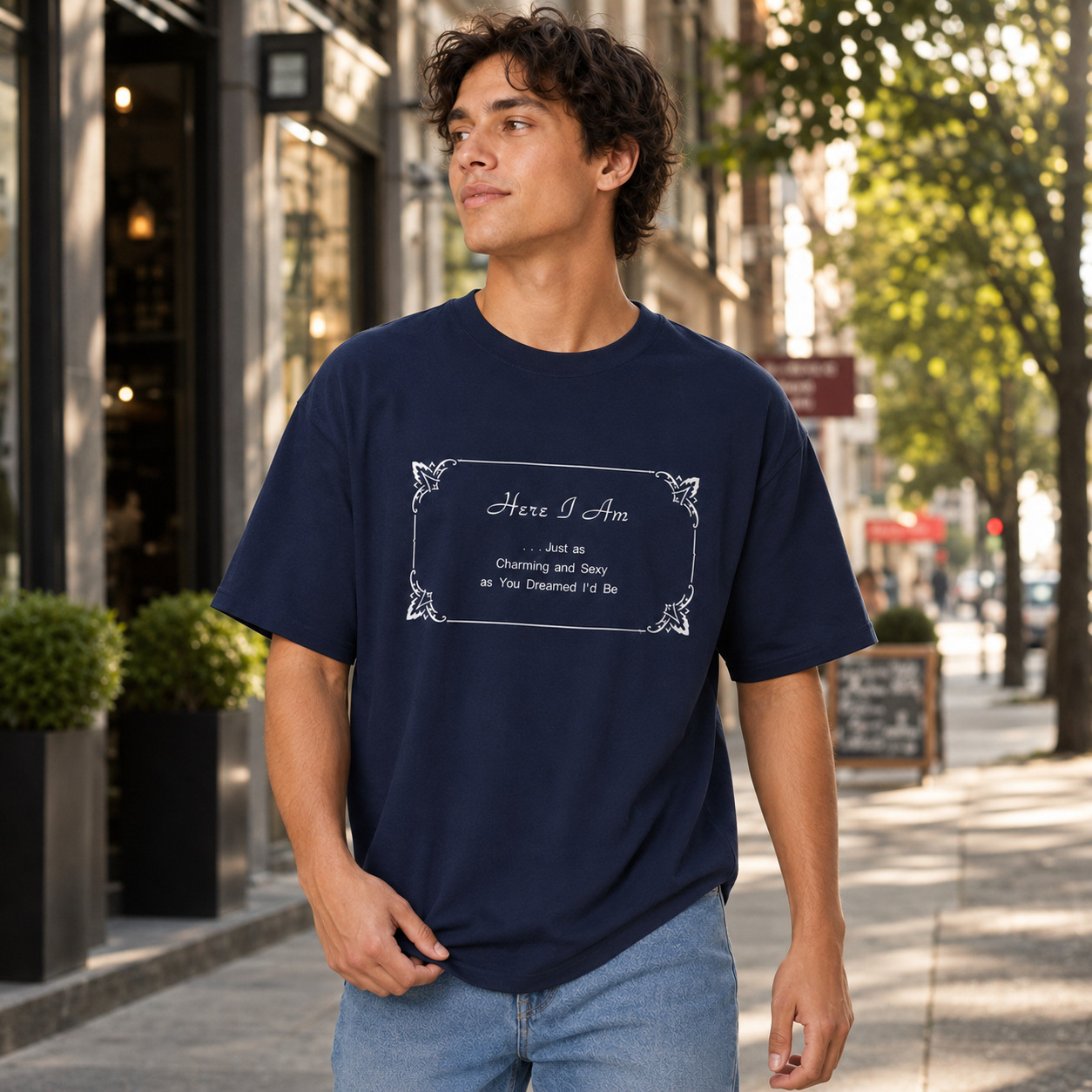 Here I Am Just As Charming And Sexy T-Shirt | Funny Sarcastic Men's Tee