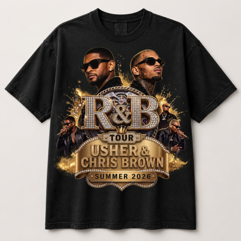 Usher & Chris Brown R&B Tour 2026 Graphic Tee - Vintage Concert Shirt