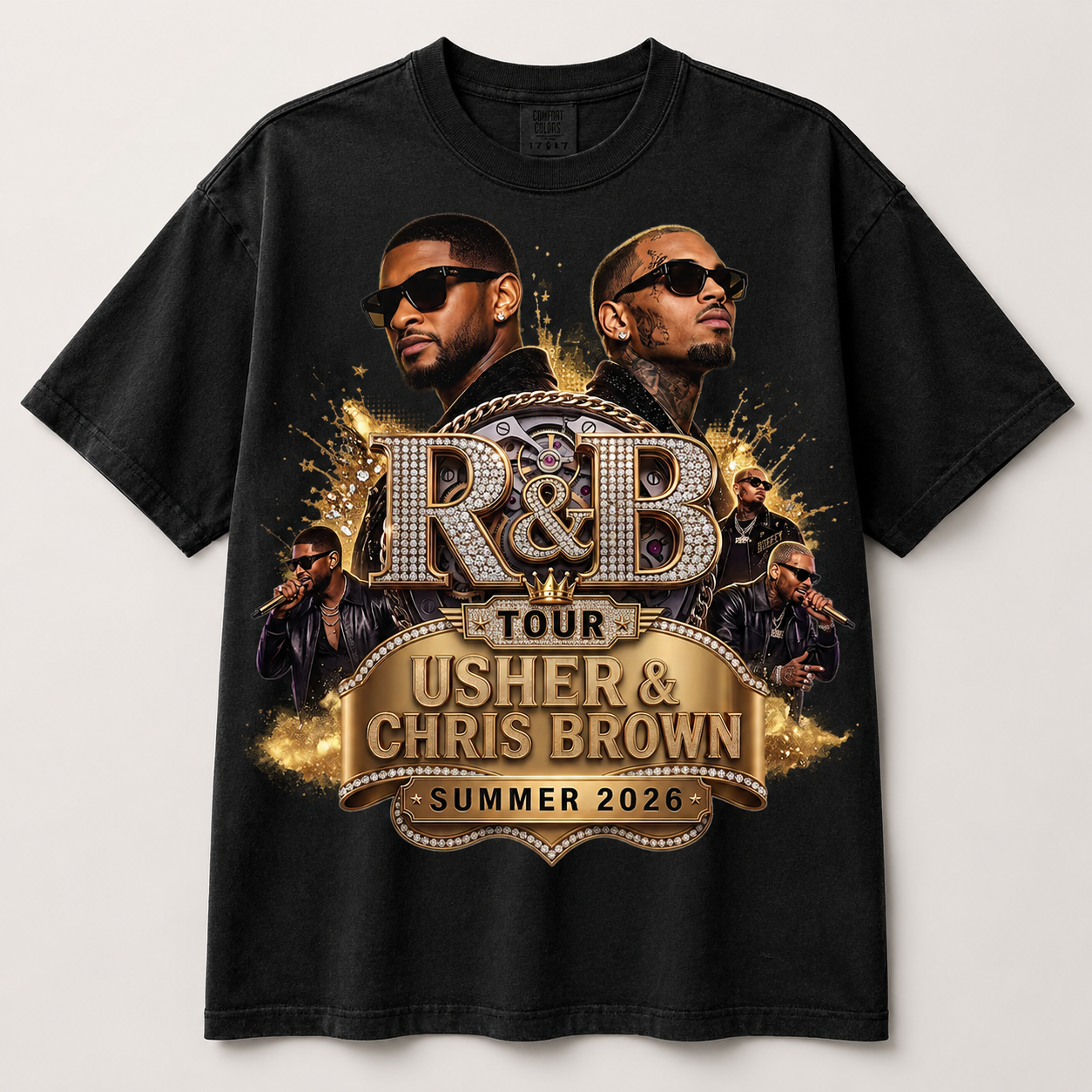 Usher & Chris Brown R&B Tour 2026 Graphic Tee - Vintage Concert Shirt