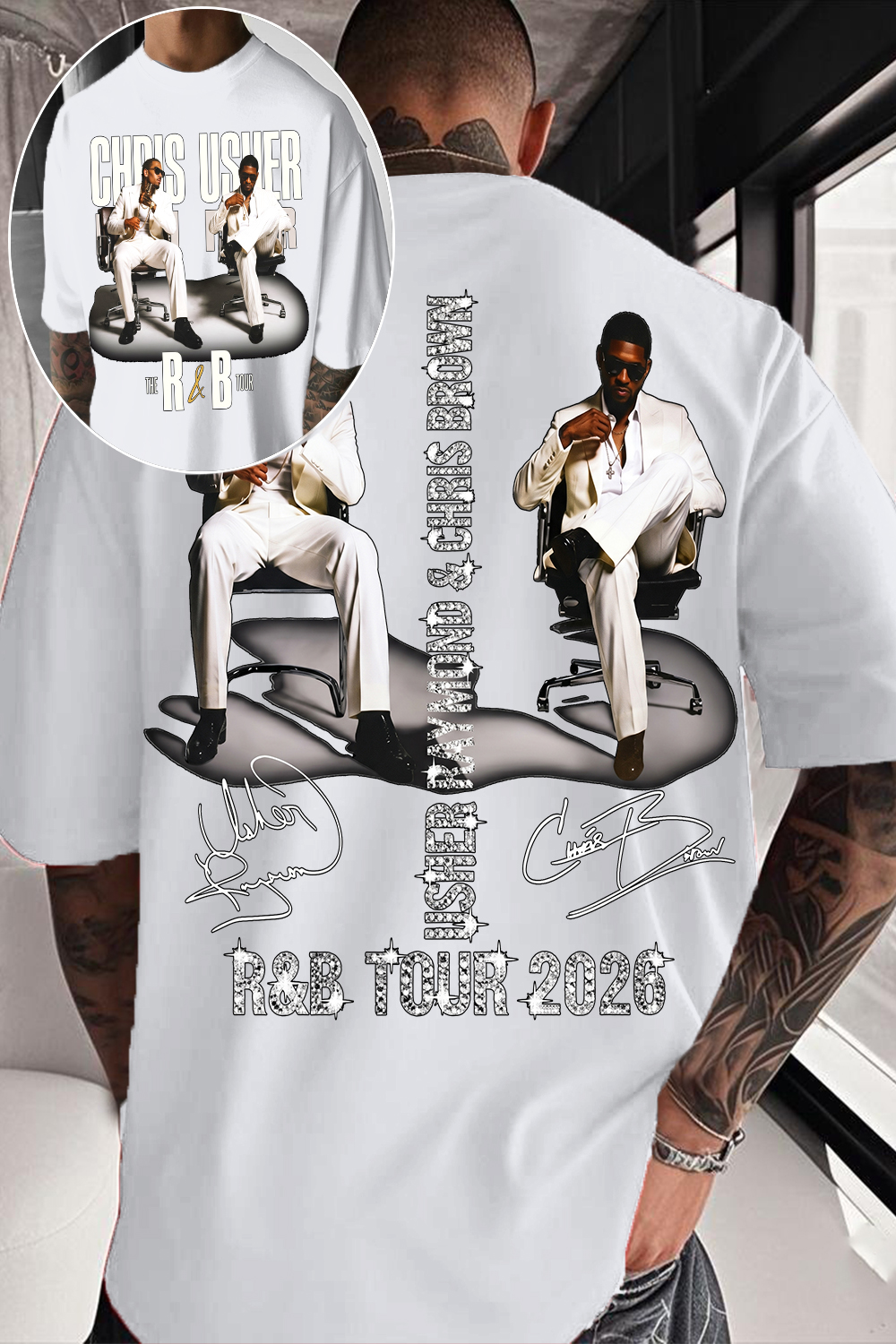 Usher & Chris Brown R&B Tour 2026 Shirt - Double-Sided Concert Tee
