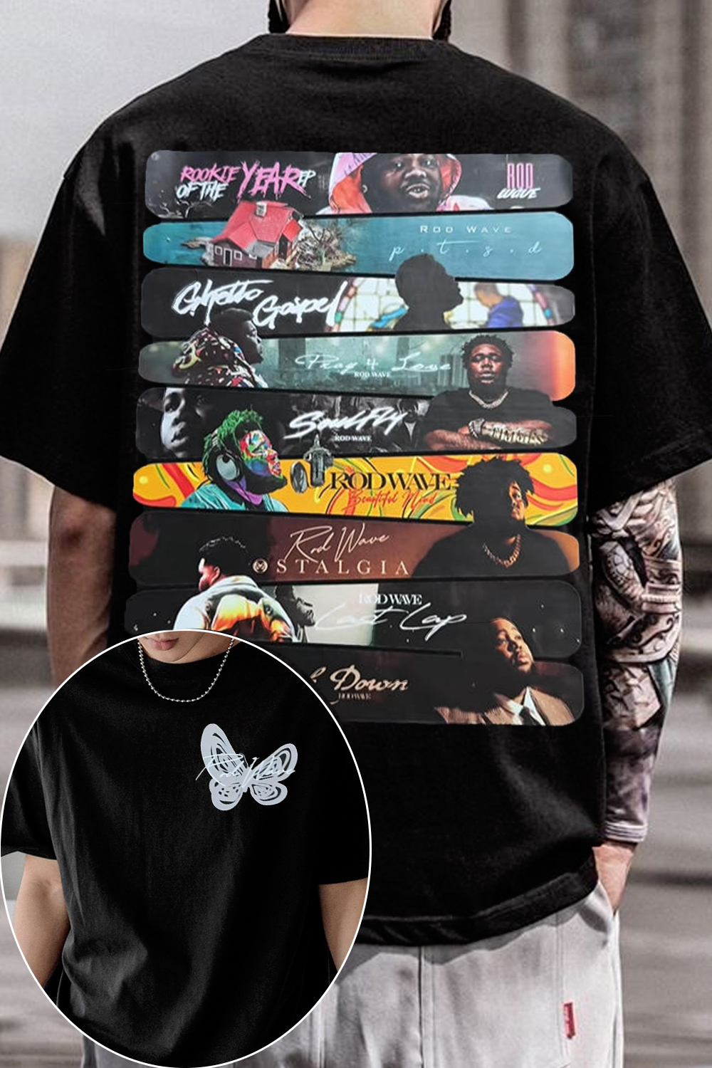 Rod Wave Album Stack Graphic Tee | Don't Look Down Shirt
