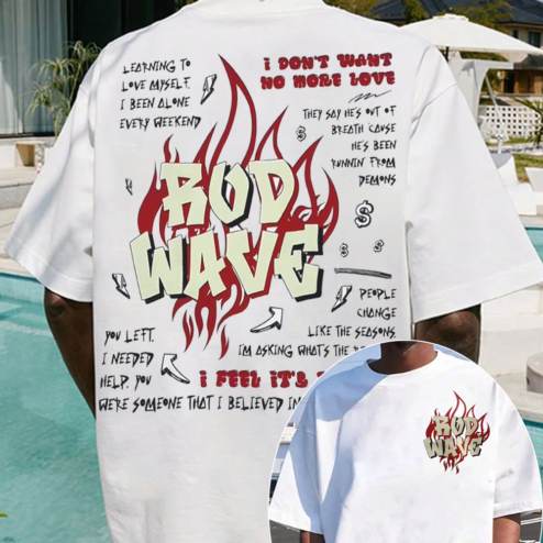 Rod Wave Flame Graphic Tee | Oversized Concert Streetwear Shirt