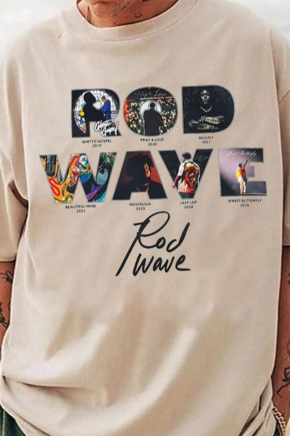 Vintage Rod Wave Discography Graphic Tee | Rap Tour Merch