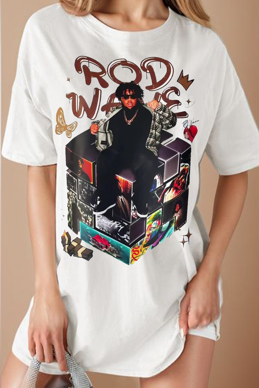 Vintage Rod Wave Graphic Tee - 90s Bootleg Rap Shirt