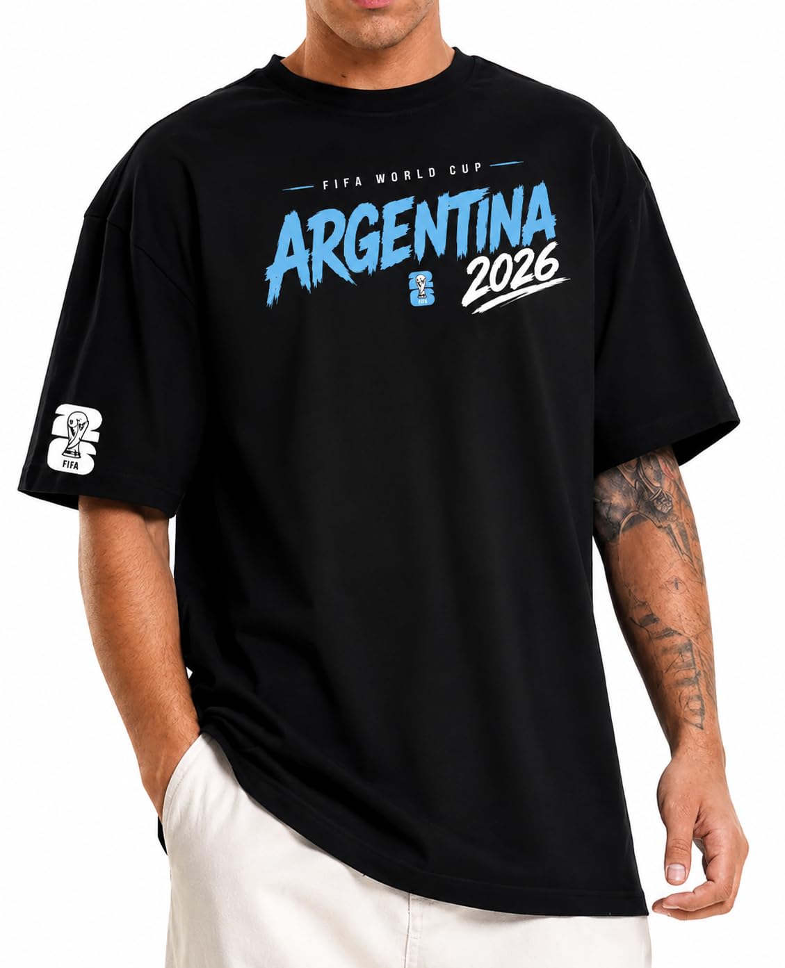 Argentina 2026 World Cup Graphic Tee | Men's Oversized Soccer Shirt