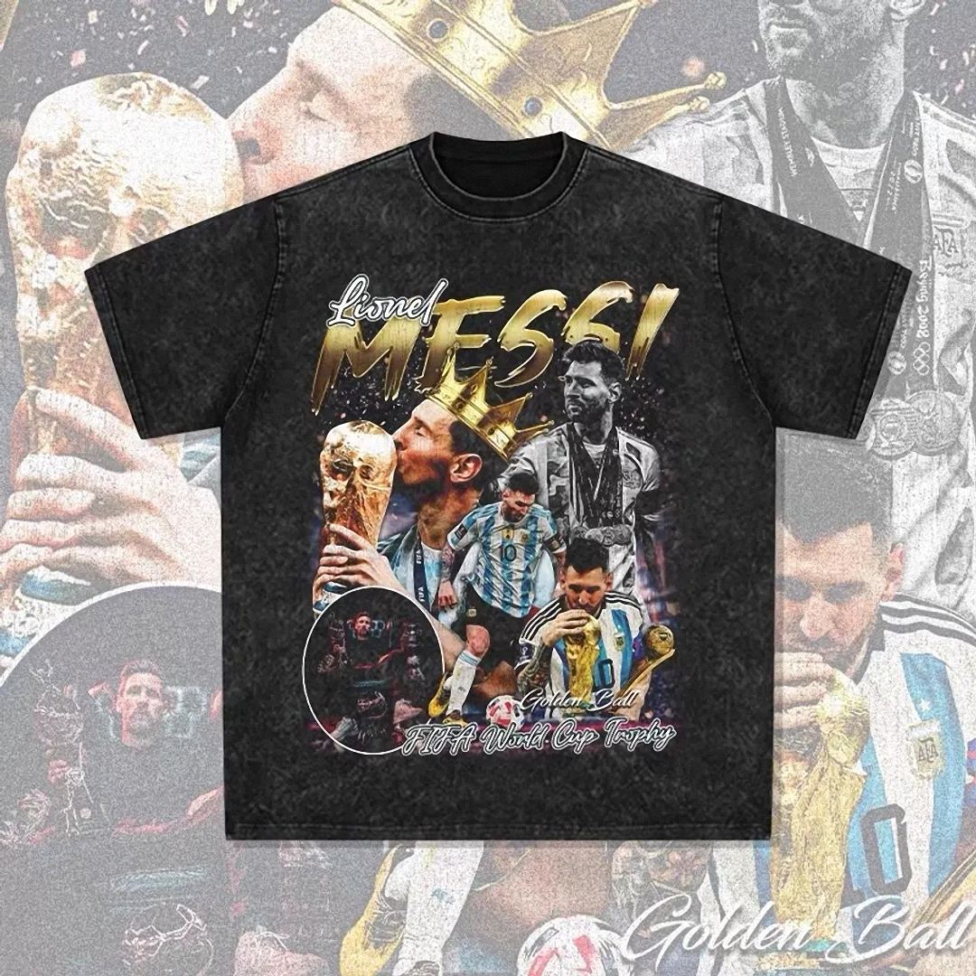 Lionel Messi Golden Ball Vintage Bootleg Tee - World Cup Champion