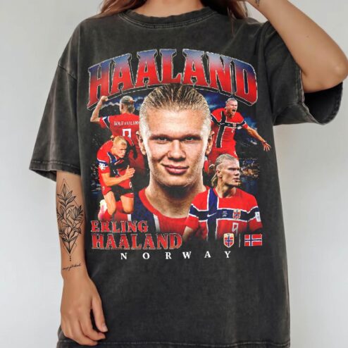 Erling Haaland Norway Football Vintage 90s Bootleg T-Shirt
