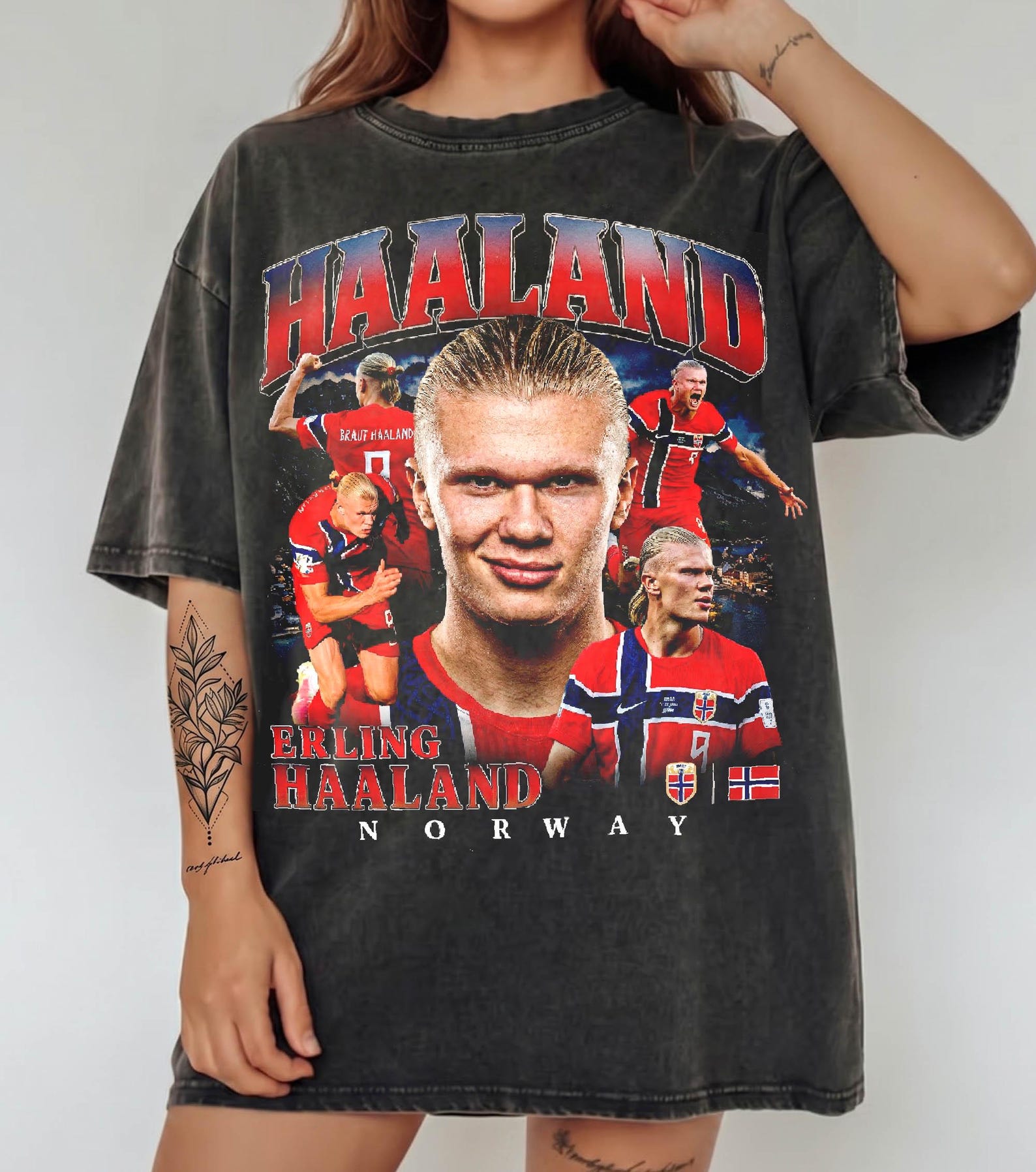 Erling Haaland Norway Football Vintage 90s Bootleg T-Shirt