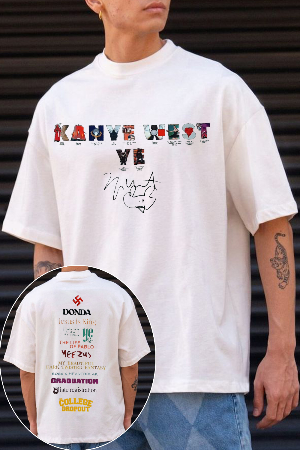 Kanye West Eras Album List Graphic Tee | Oversized Rap Shirt