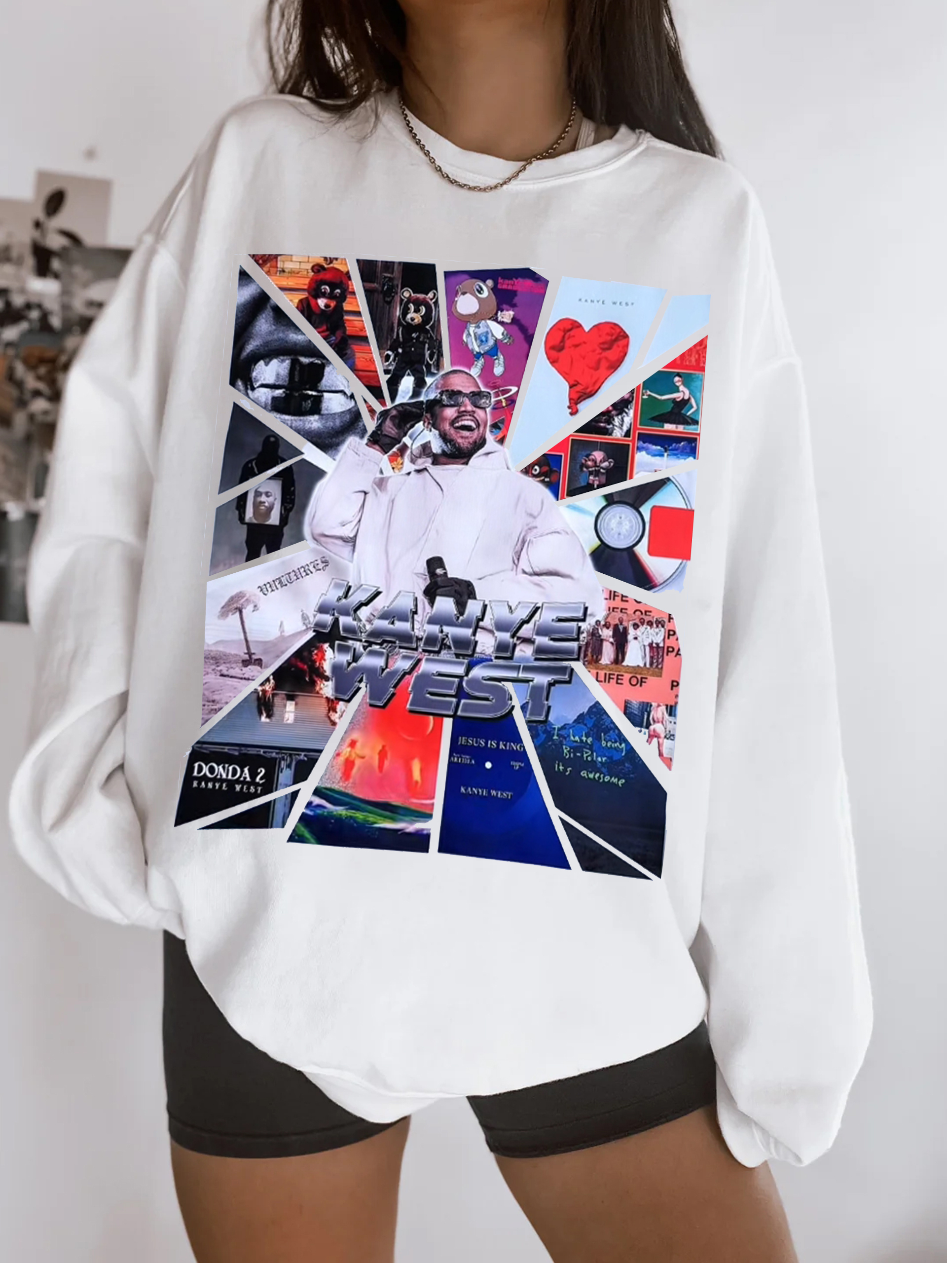 Kanye West Album Collage Sweatshirt | Vintage Style Ye Rap Merch