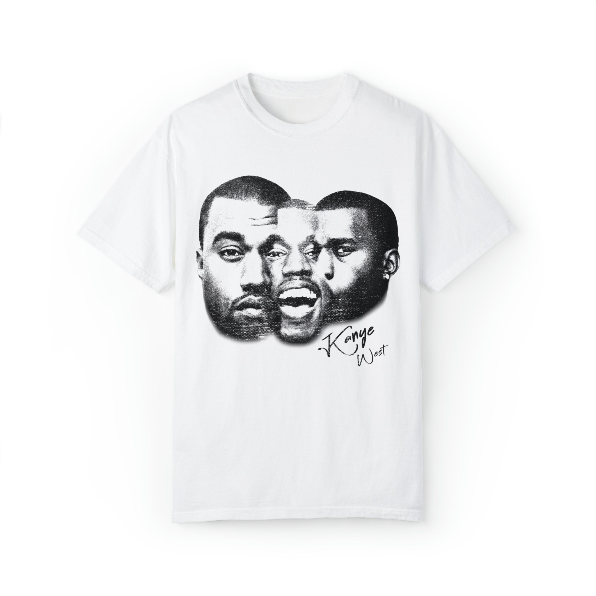 Vintage Kanye West Multiple Faces Graphic Rap Tee
