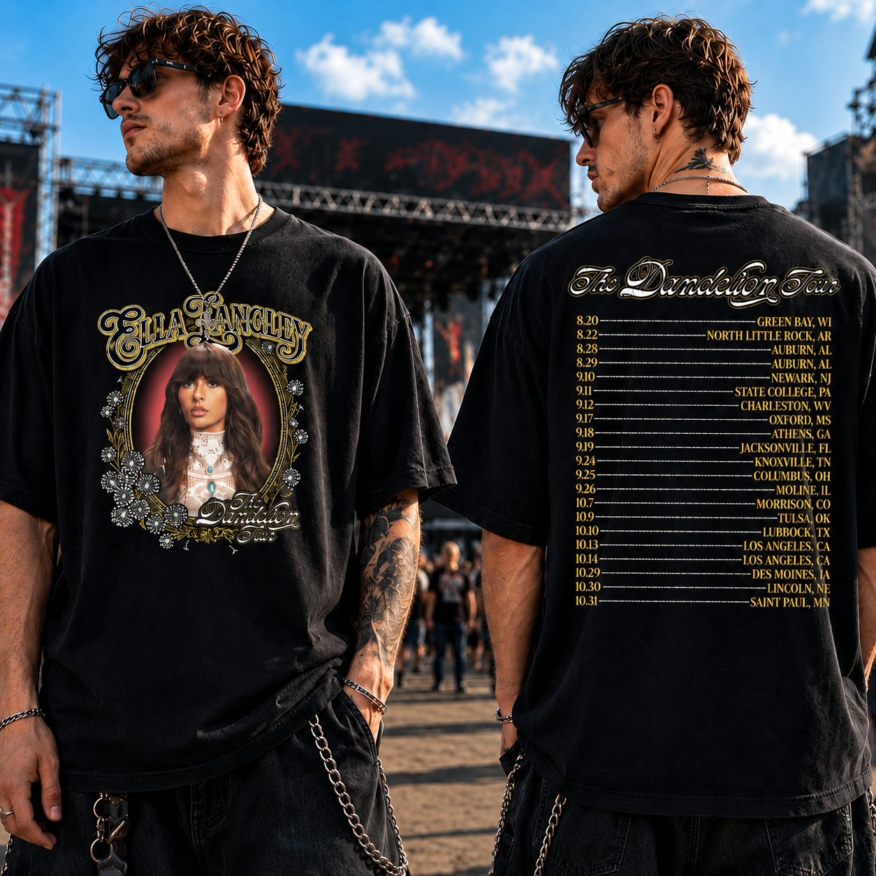 The Dandelion Tour 2026 Vintage Concert T-Shirt - Front & Back Graphic