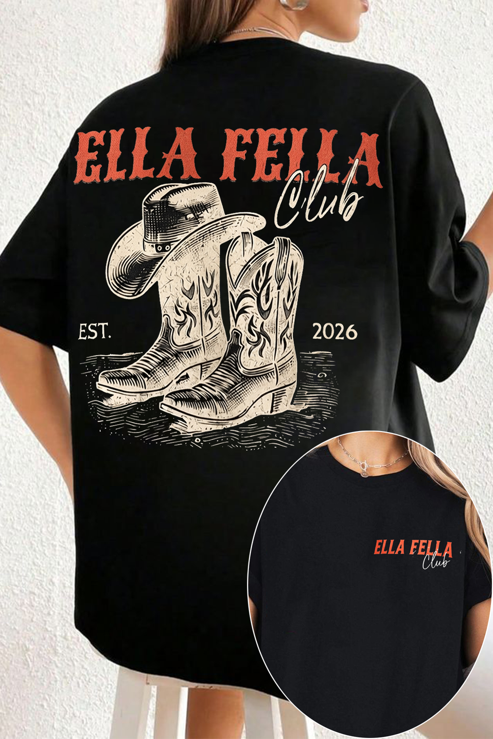 Ella Fella Club Est 2026 Graphic Tee - Vintage Country Concert Shirt