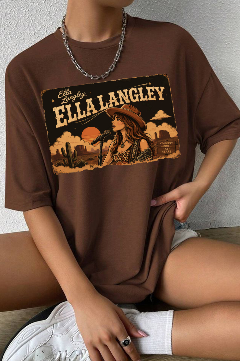 Vintage Country Girl At Heart Western Cowgirl Graphic Tee