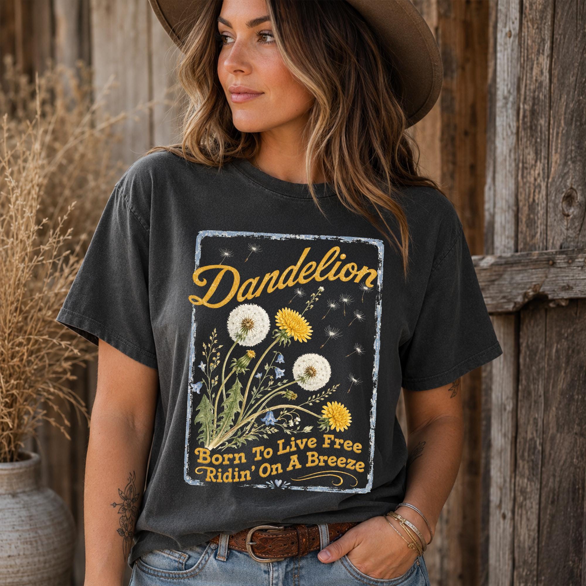 Dandelion Born To Live Free Shirt - Retro Country Music Graphic Tee