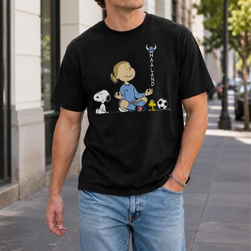 Erling Haaland Snoopy Meditation Graphic T-Shirt | Funny Soccer Tee
